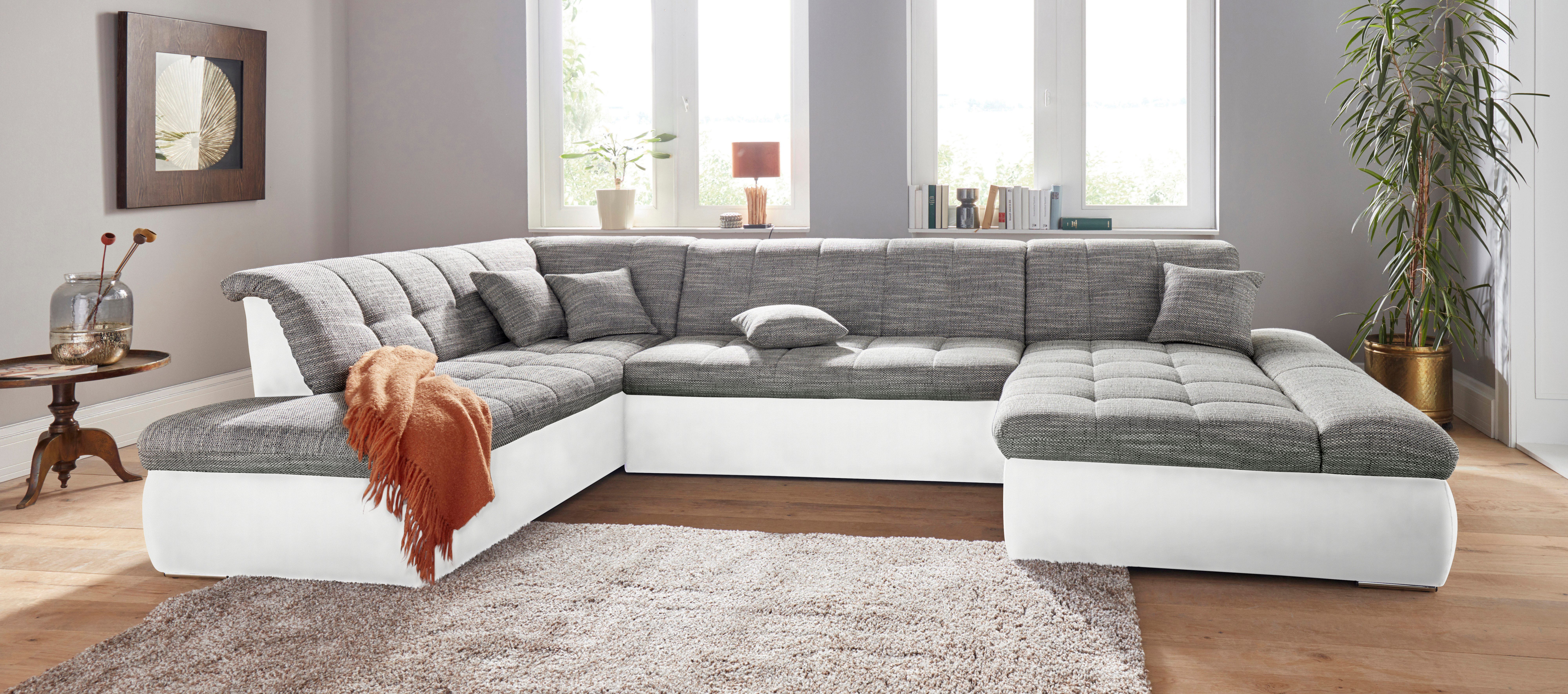 DOMO collection Zithoek Moric Luxus incl. sierkussen U-vorm, tot 140 kg per zitplaats belastbaar, XXL B/D/H: 353/216/80 cm