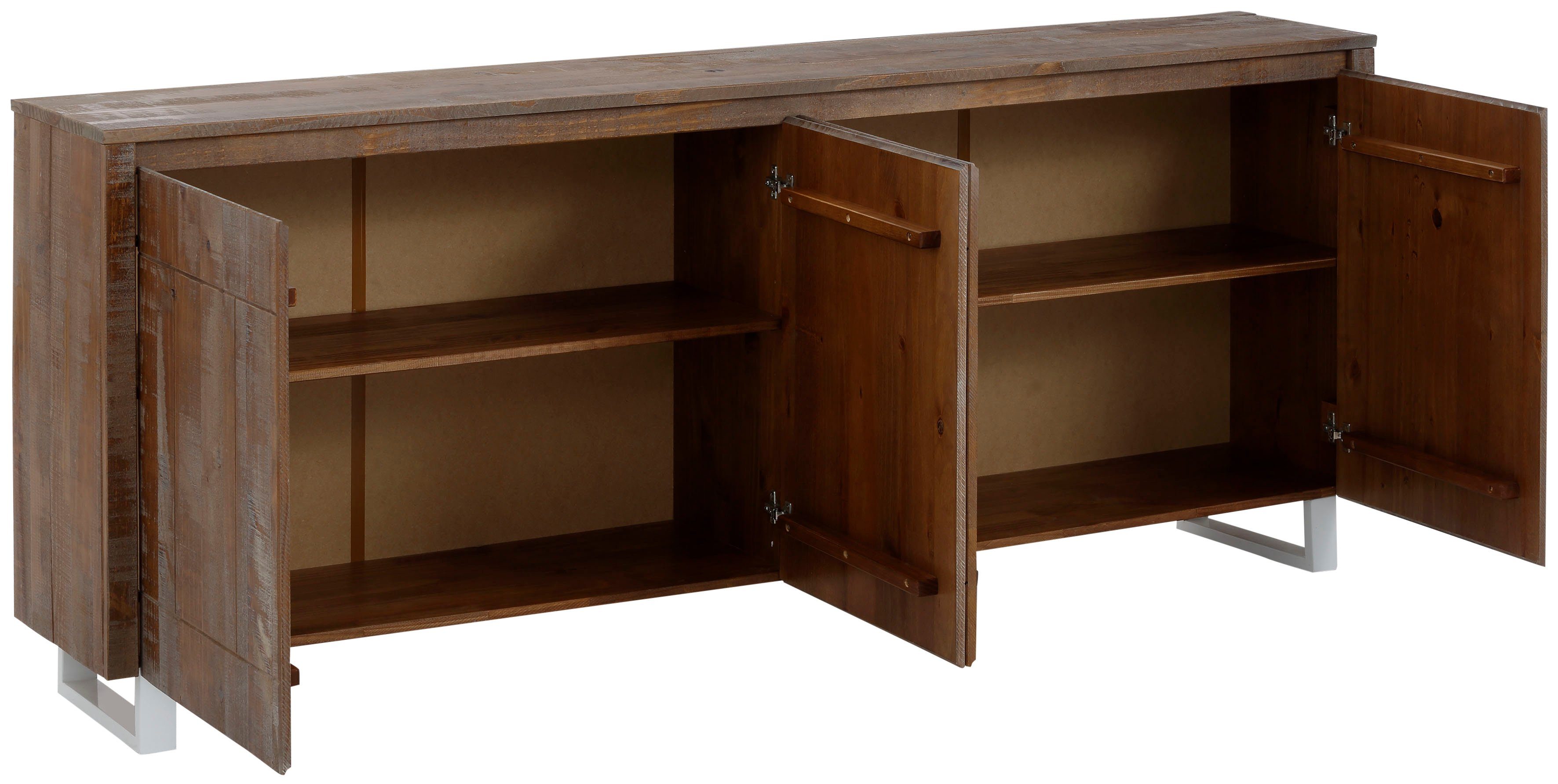 Home affaire Dressoir Lagos Commode van massief grenenhout, met wit gelakt onderstel