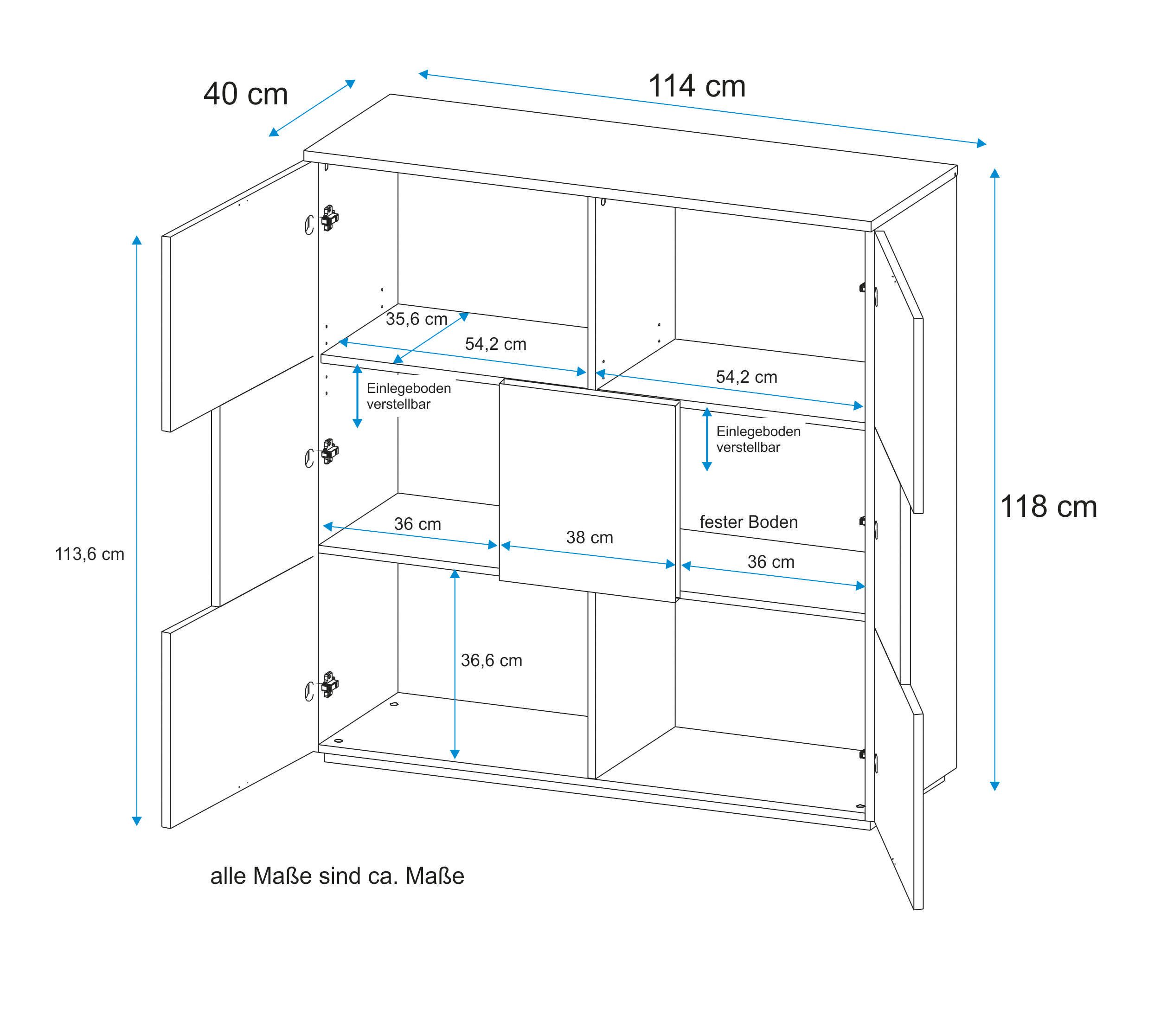 VOGL Möbelfabrik Highboard Breedte 114 cm