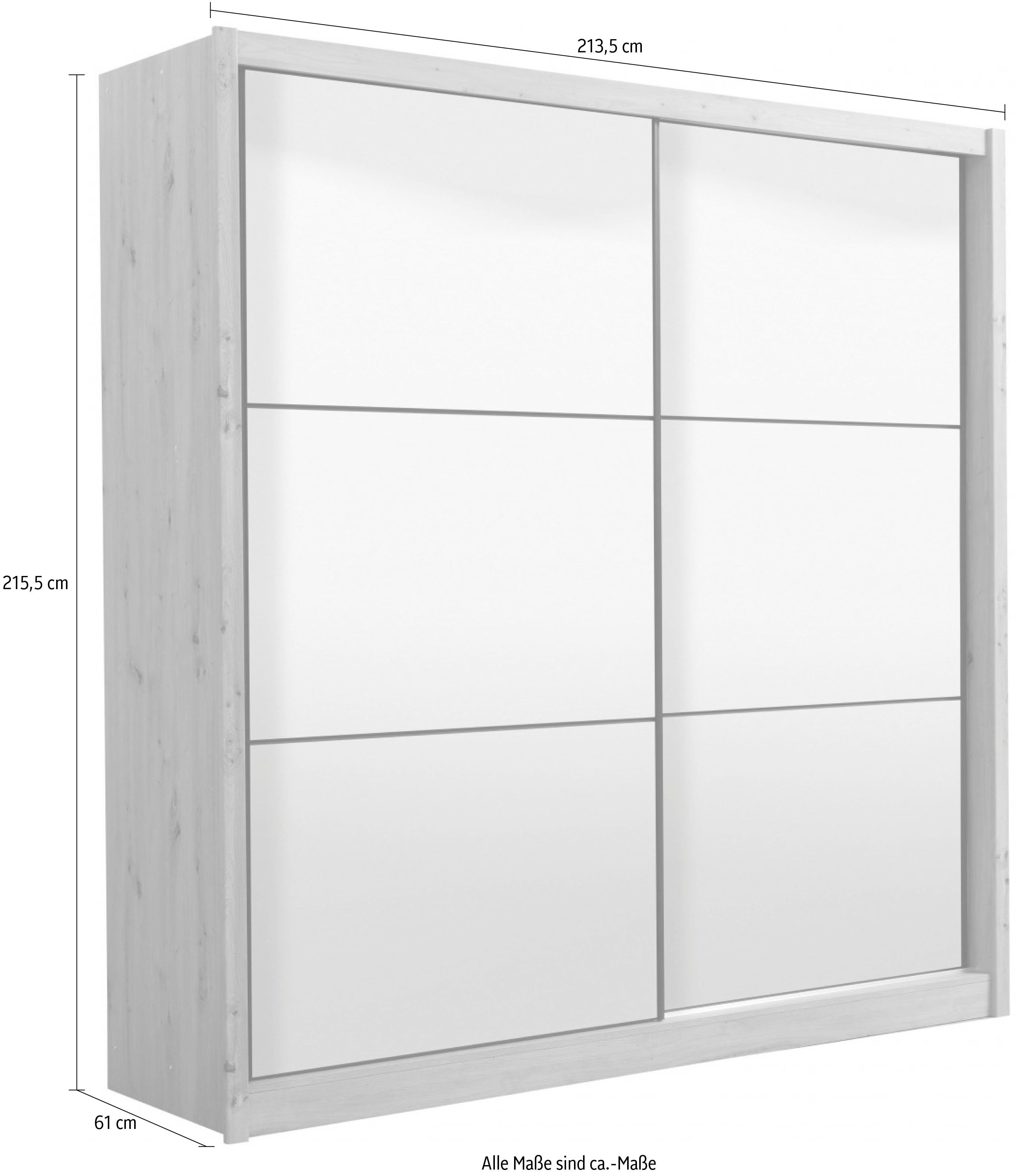 INOSIGN Schuifdeurkast Navara kledingkast met spiegel linnenkast met volledige spiegelfront, fsc®-gecertificeerd, 213,5x215,5x61cm
