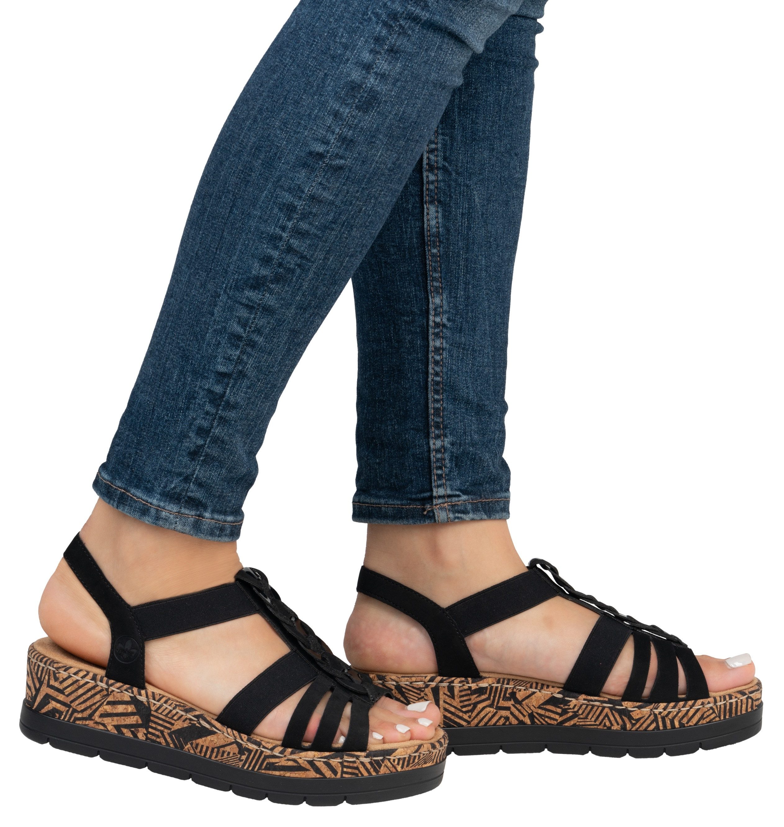 Rieker Plateausandaaltjes Zomerschoen, vakantieschoen, sandalette met decoratief sieraandeel