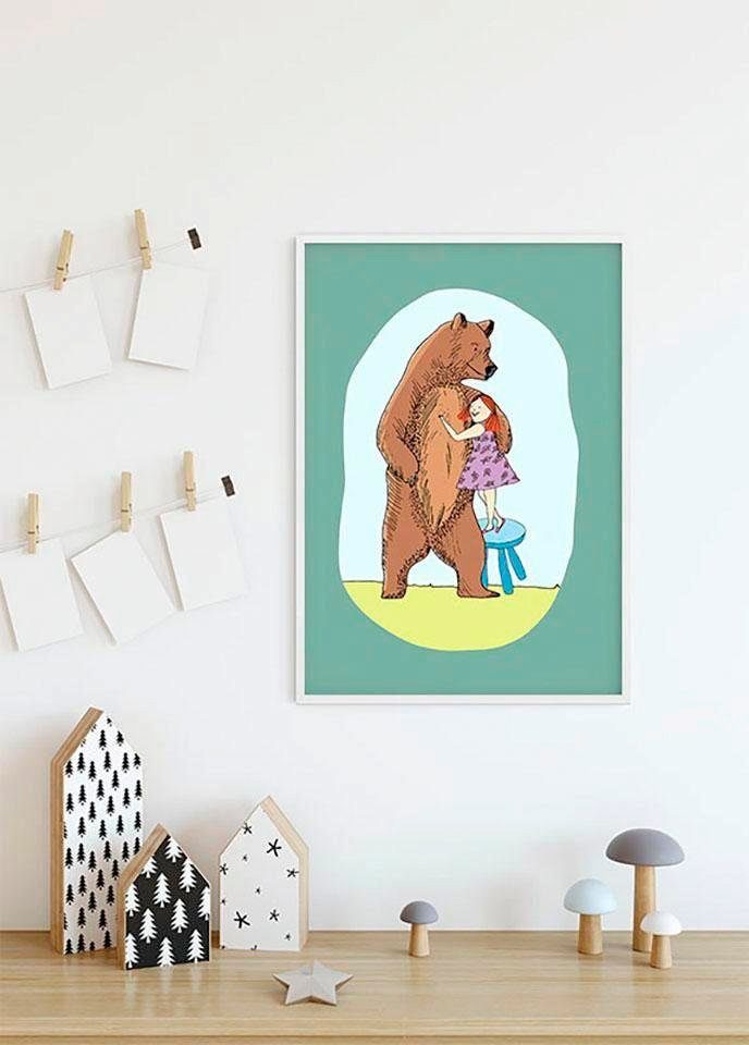 Komar Wanddecoratie Lili and Bear Wanddecoratie - zonder lijst (1 stuk) schilderijen maat 50 cm x 70 cm multicolor