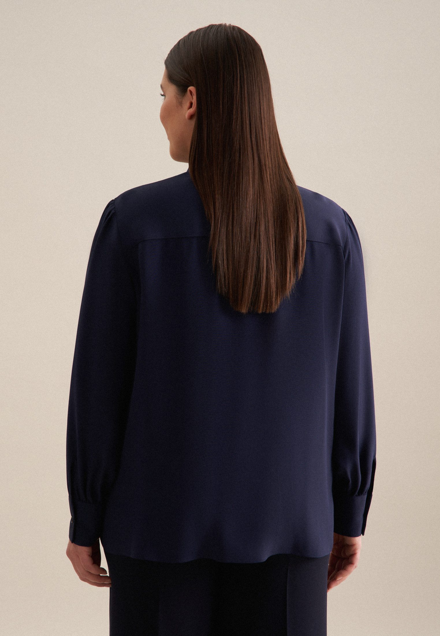 seidensticker Overhemdblouse Zwarte roos Lange mouwen kraag uni