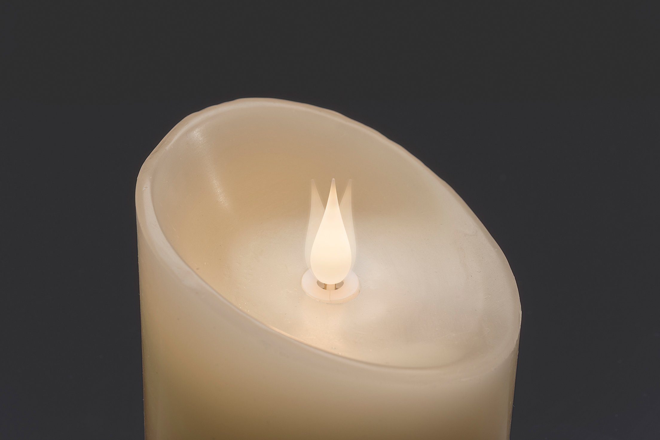 KONSTSMIDE Led-kaars Kerst versiering Led-kaars van echte was, wit, met 3D vlam, ø 7,5 cm, hoogte: 20,5 cm (1-delig)