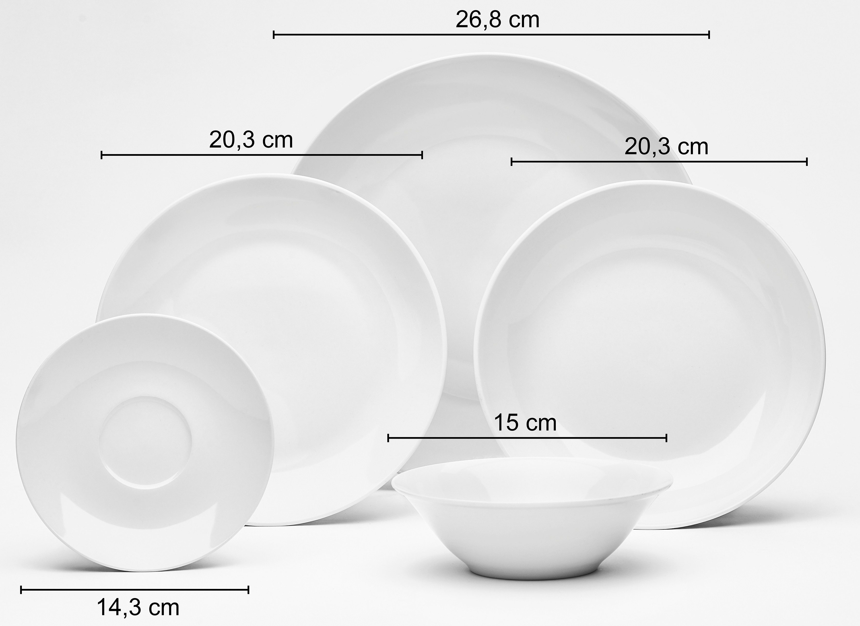 van Well Combi-servies Servies-set Ronda, 32-delig rond, wit, vaatwasser- en magnetronbestendig (set, 32-delig)