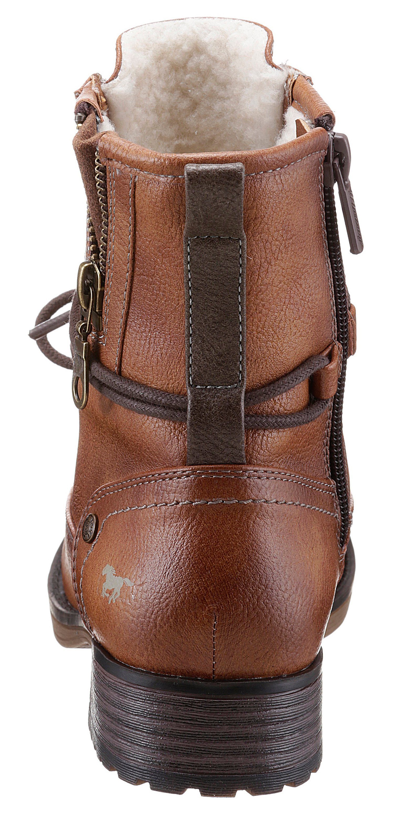 Mustang Shoes Winterlaarzen lace-up boots, ankle boots, block heel, with zipper