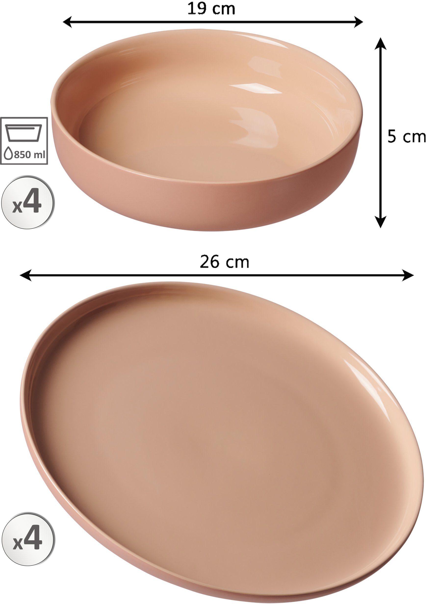Ritzenhoff & Breker Eetservies Bordenset, Serviesset Jasper Scandinavische stijl, 8 delen, voor 4 personen (set, 8-delig)