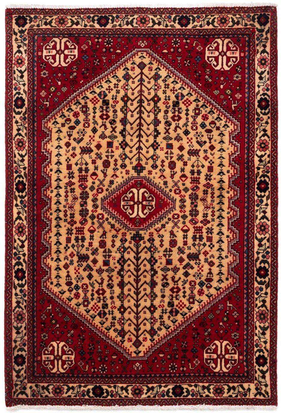 morgenland Wollen kleed Abadeh medaillon rosso scuro 148 x 102 cm Handgeknoopt