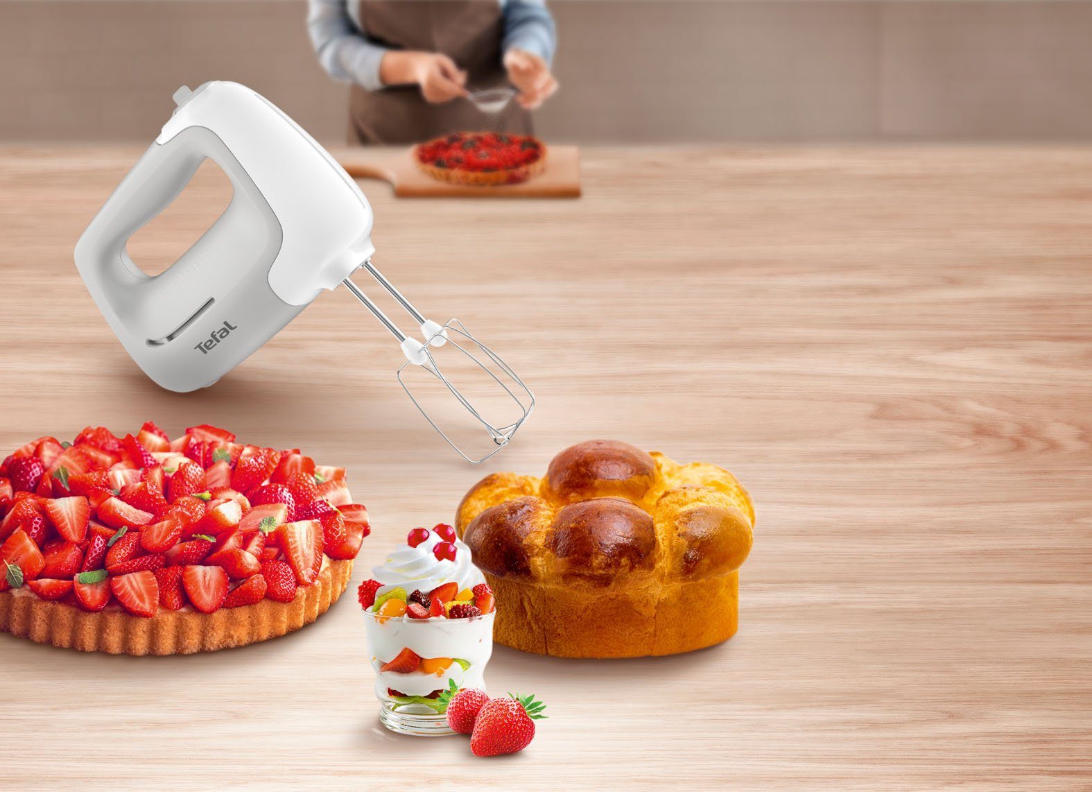 Tefal Handmixer Prep'Mix 5 snelheden, 2 gardes + 2 deeghaken van roestvrij staal, ht450b