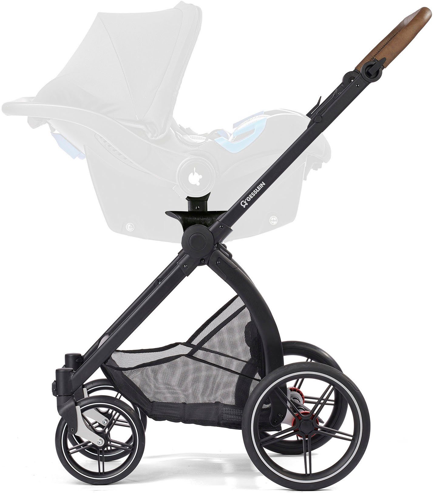 Gesslein Combi-kinderwagen FX4 Soft+ met opzetstuk Life, zwart/tabak, zand