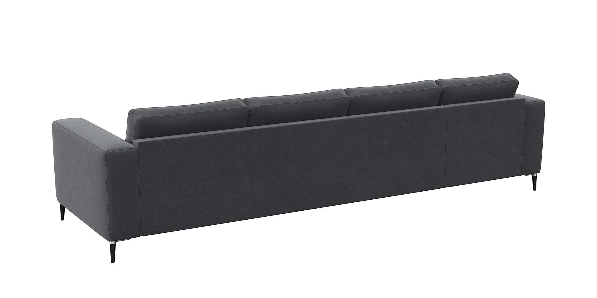 FLEXLUX Hoekbank Fiore, L-vorm brede armleuningen, koudschuim, poten aluminium + zwart