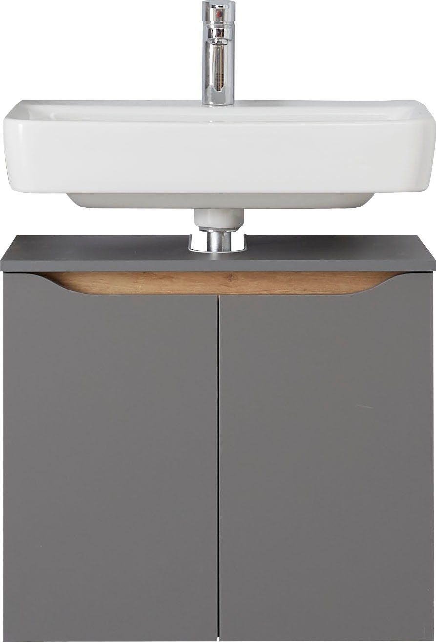 Saphir Wastafelonderkast Quickset onderkast, 60 cm breed, 2 deuren Wastafelonderkast met sifonuitsparing, zonder wasbak, greeploos