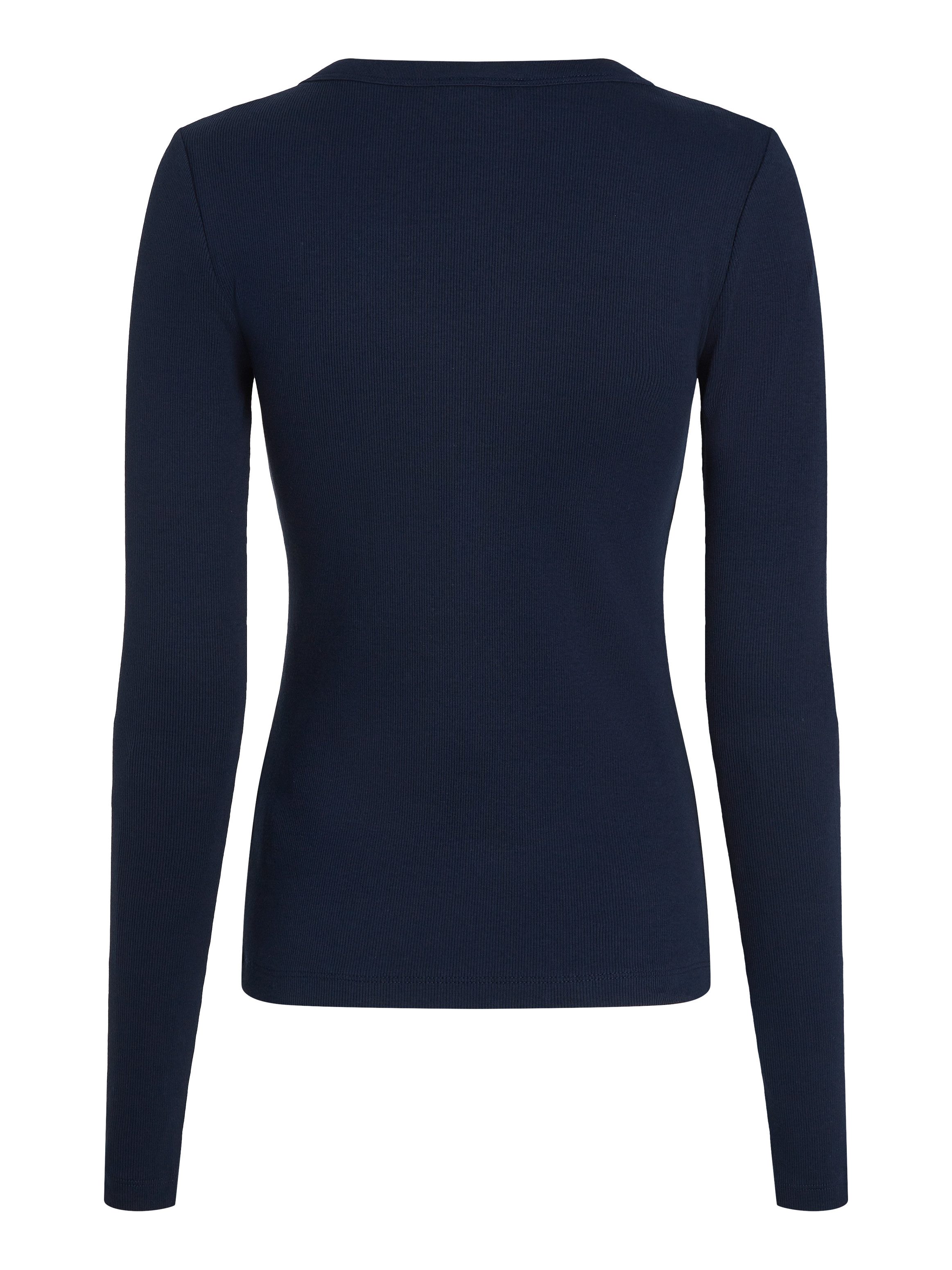 Tommy Hilfiger Shirt met lange mouwen SLIM HENLEY GB SCOOP-NK LS met ribstructuur, met metalen label