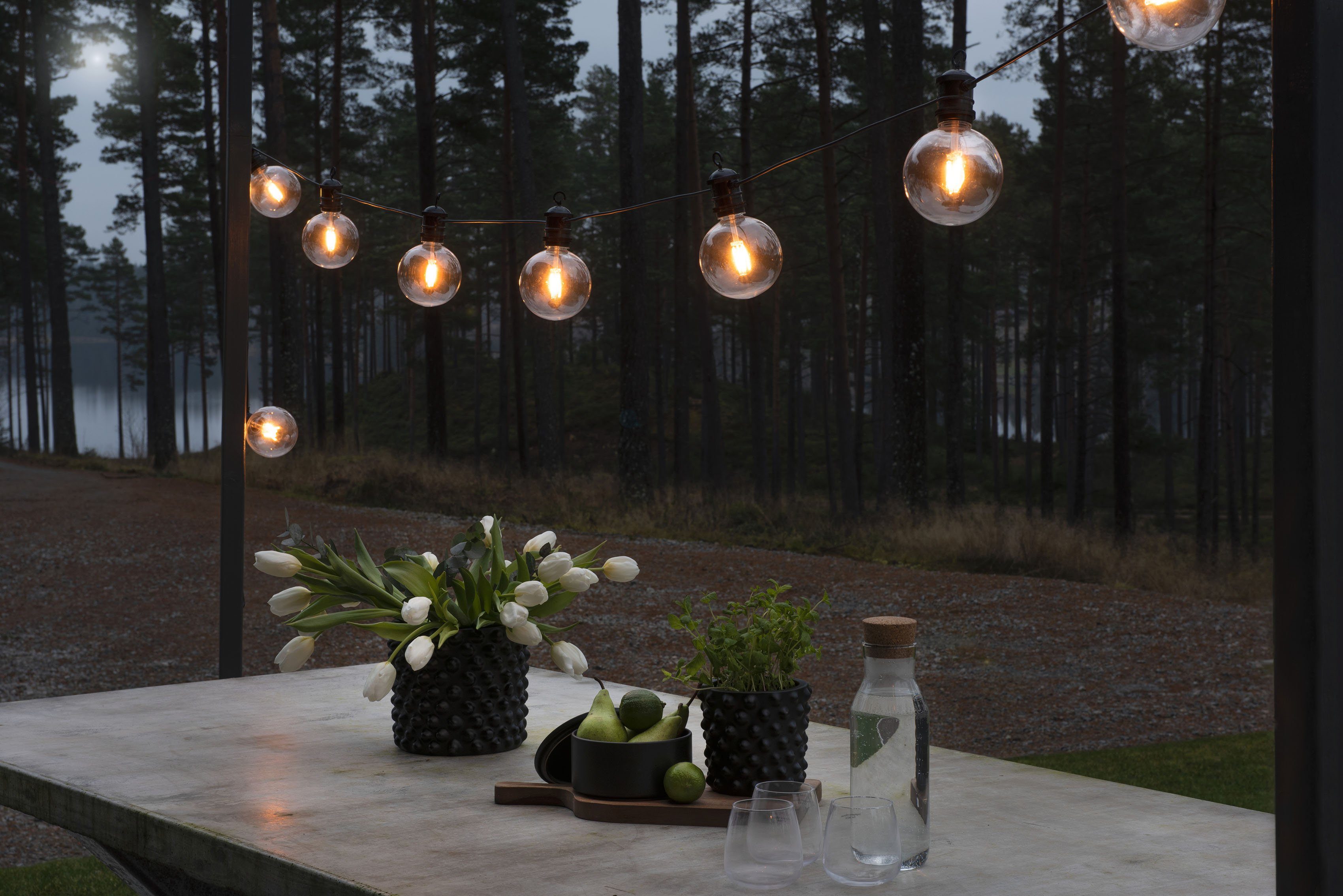 KONSTSMIDE Led-lichtsnoer Bolvormige led-biertuinverlichtingssysteem basisset, retrodesign (1 stuk)