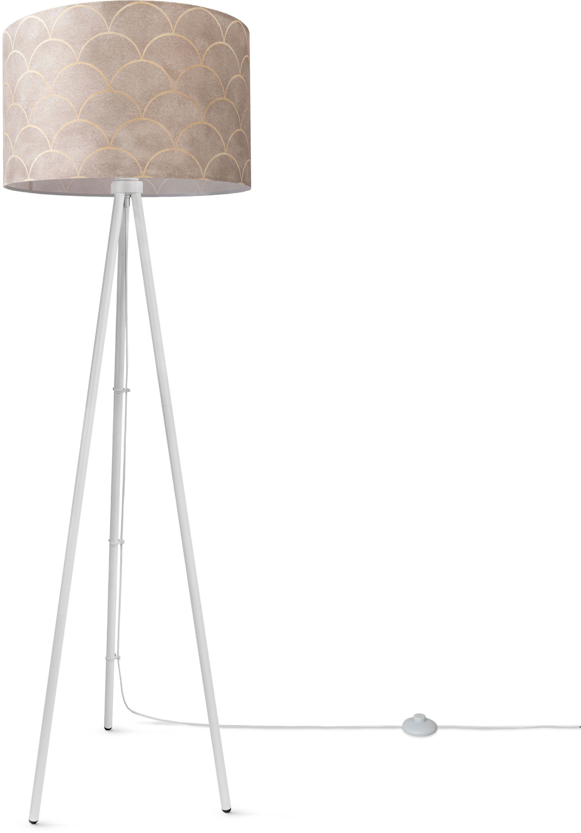 Paco Home Staande lamp Trina Pillar Statief vloerlamp woonkamer driepoot lamp met stoffen kap retro