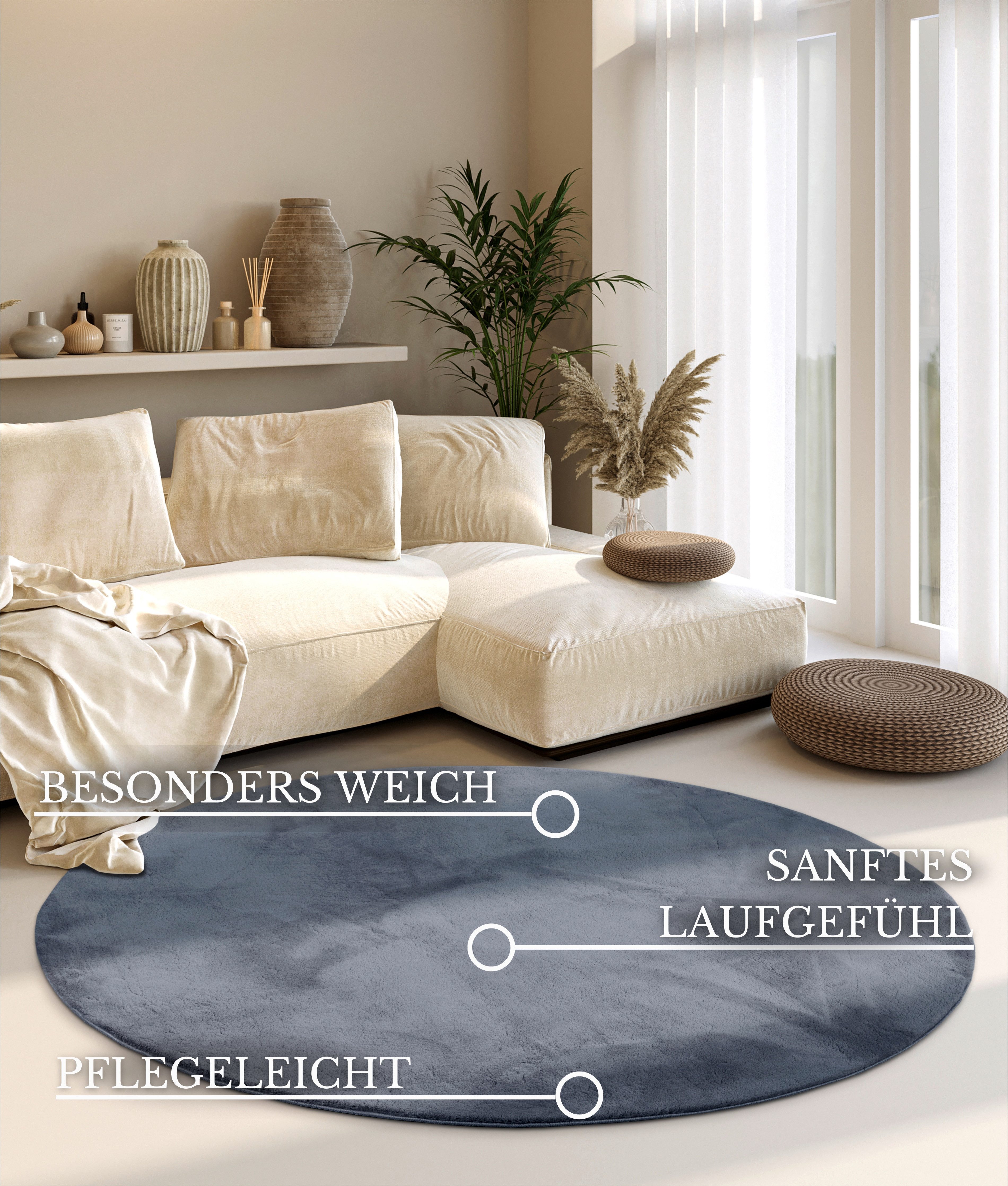 Villeroy & Boch Vloerkleed Leon Lange pool, shaggy, effen, pluizig, zacht, glanzend, modern, effen