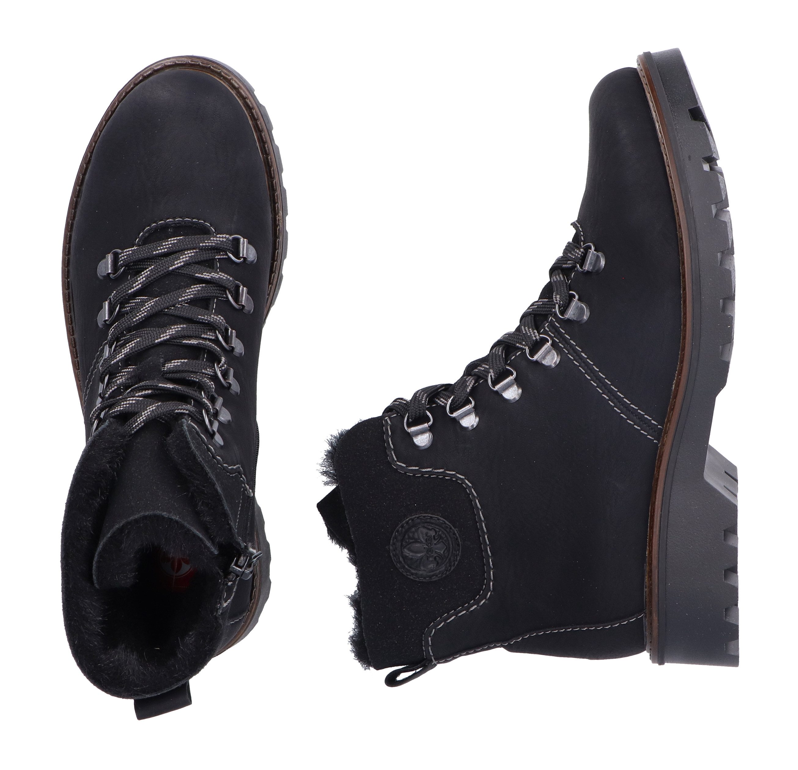 Rieker Winterlaarsjes , veterschoenen, outdoor enkellaars, bergbeklimmer-look, met warme voering