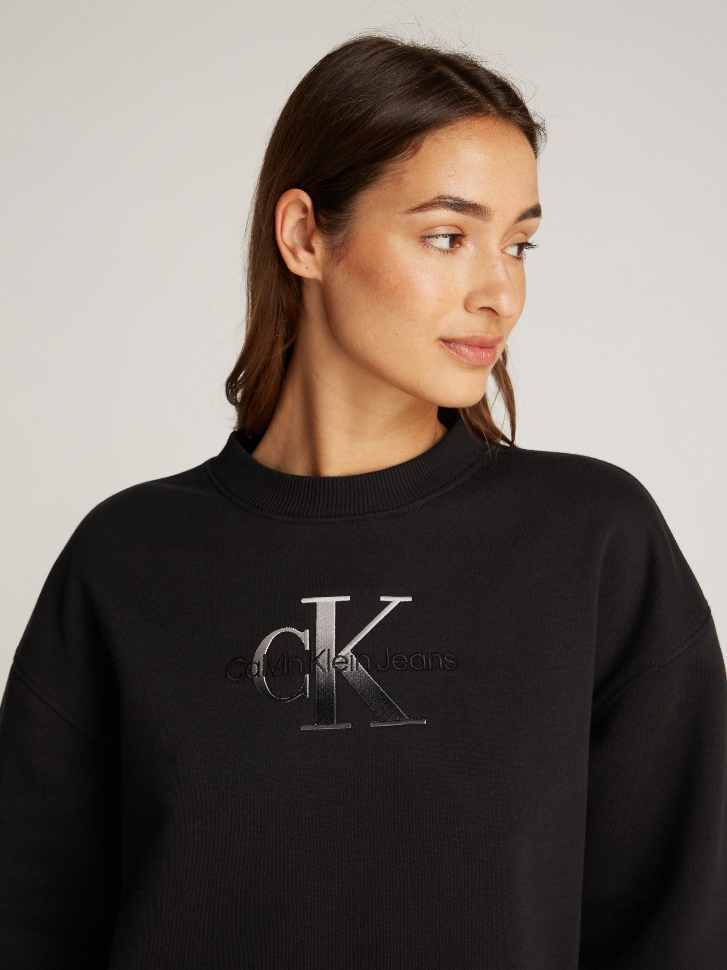 Calvin Klein Sweatjurk EMBROIDERED MONOLOGO CREW DRESS
