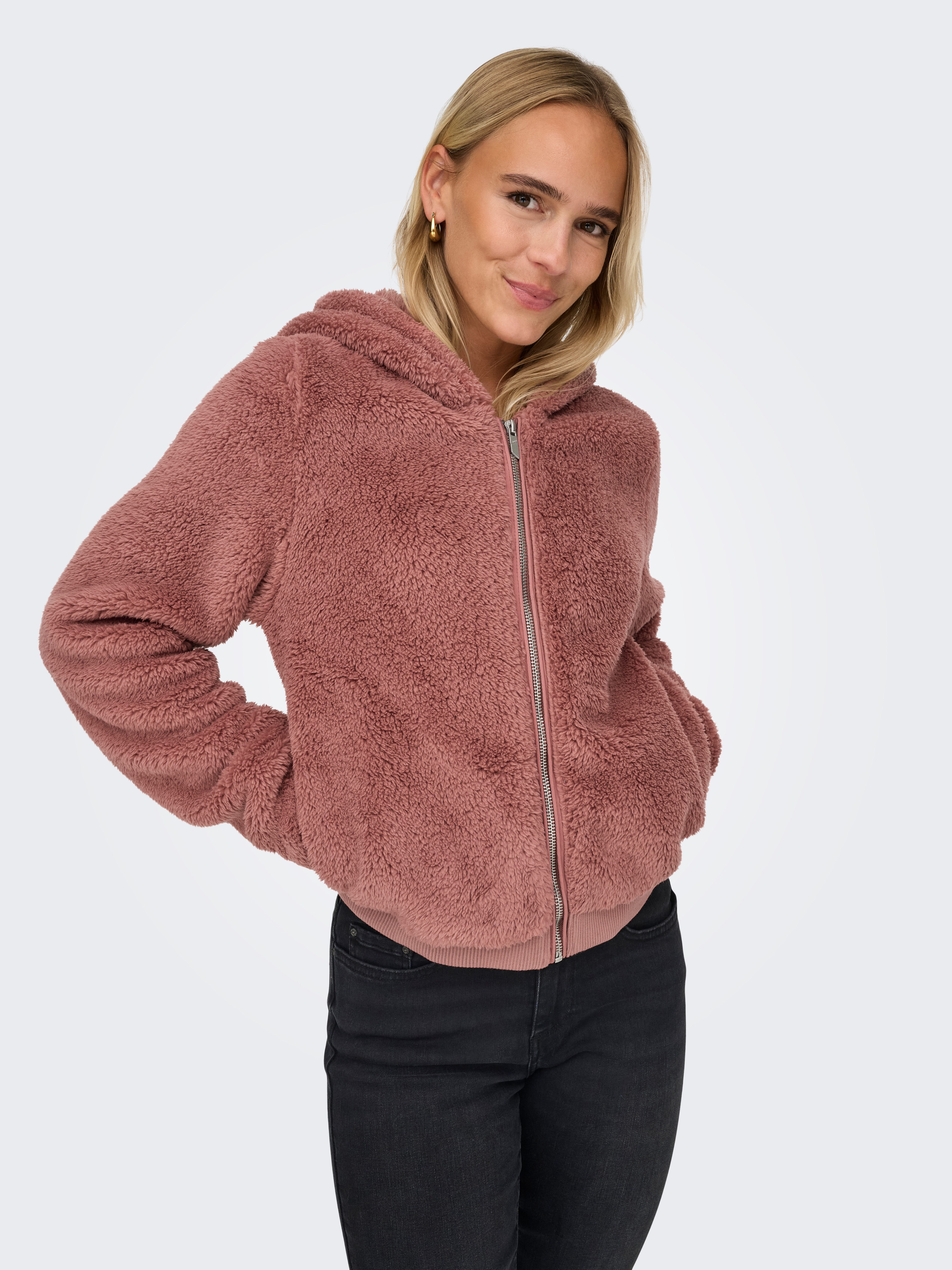 Only Pluche jas met capuchon ONLNEWANNA CONTACT SHERPA JKT OTW NOOS