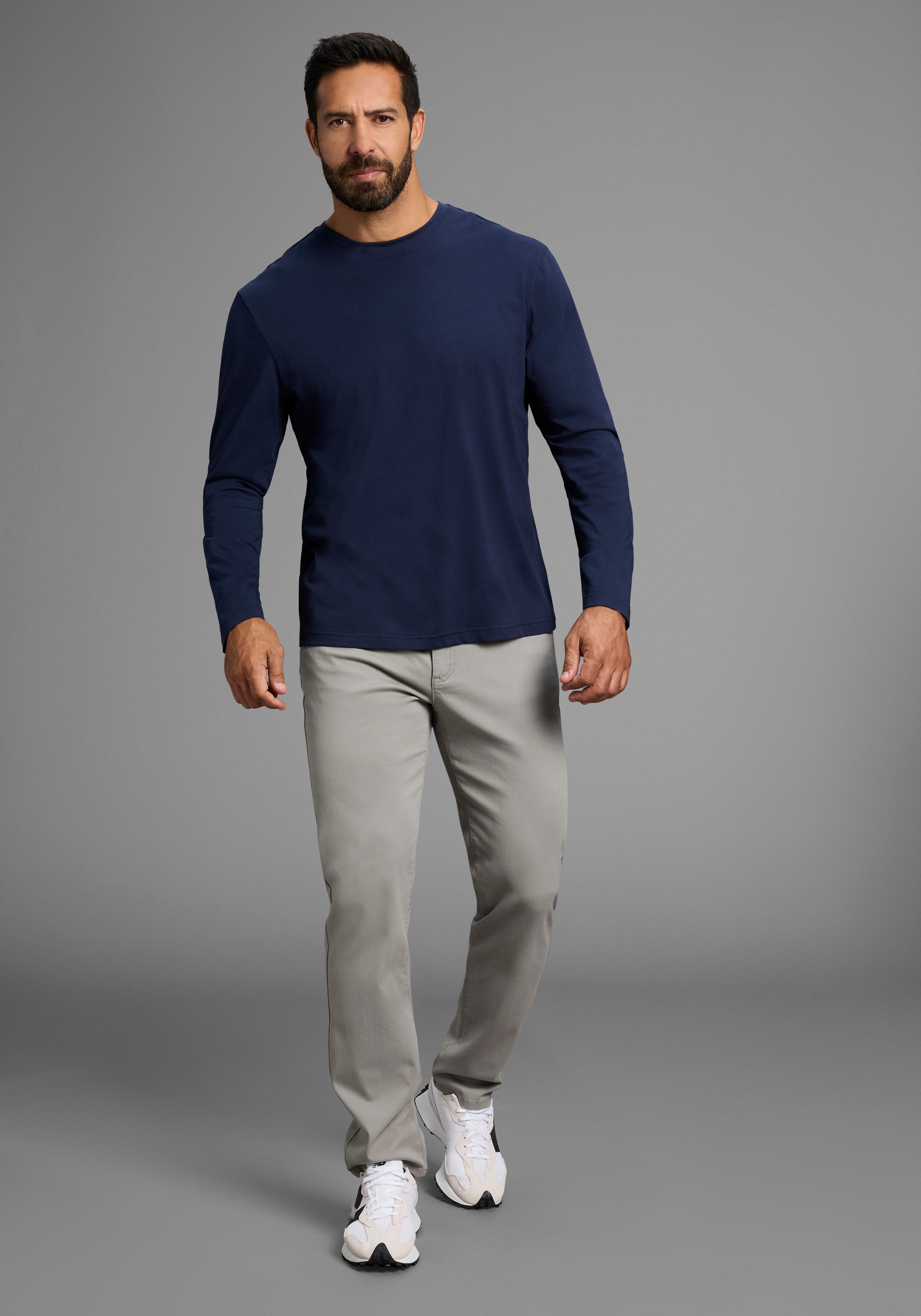 Man's World Shirt met lange mouwen Nieuwe kleur ! Lange mouwen, effen, van katoen, in 3-pack (3-delig, Set van 3)
