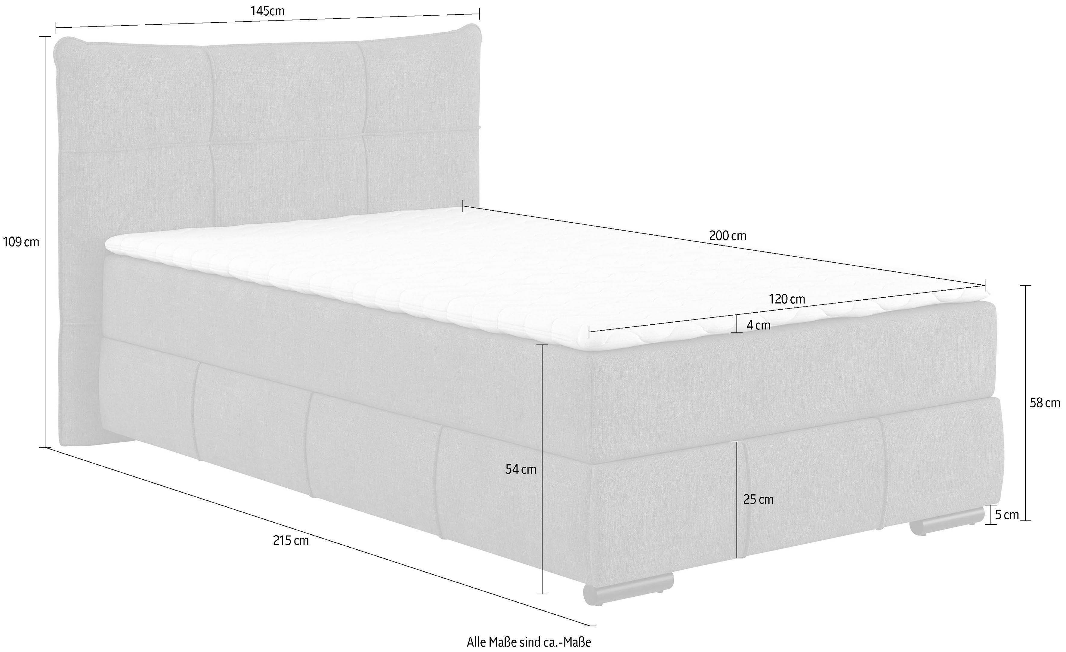 Mr. Couch Boxspring Brewdley met bedkist, incl. matras Topmatras en sierkussen, in verschillende hardheden beschikbaar