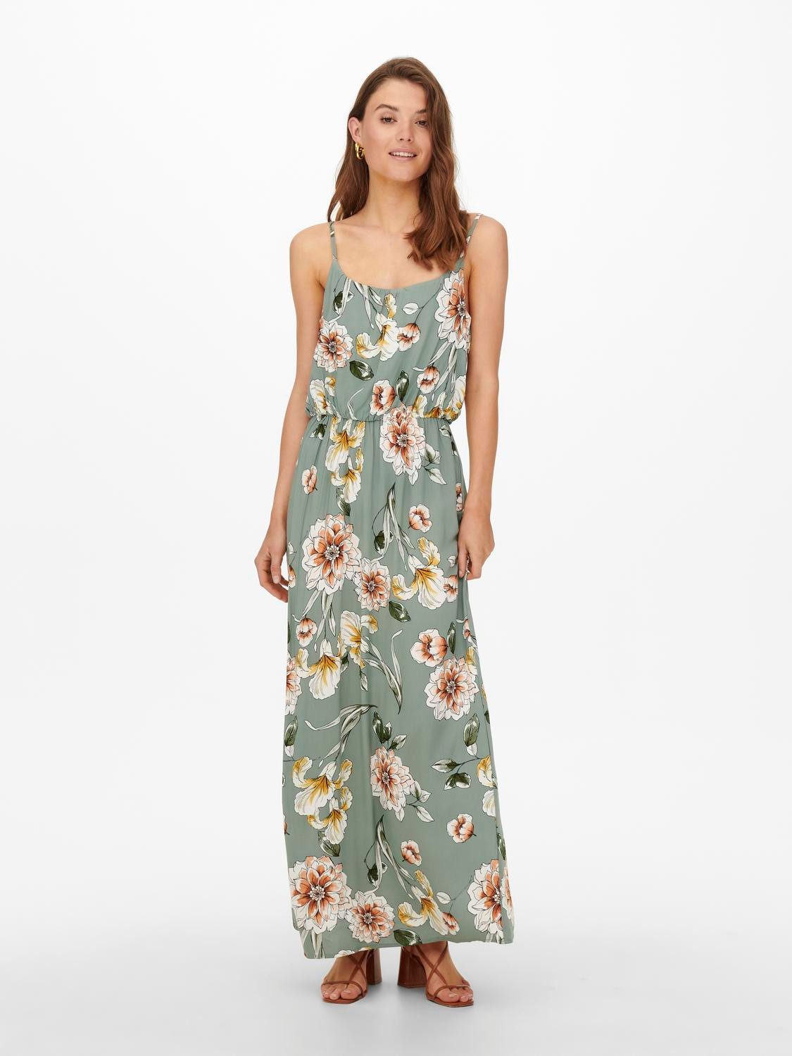 Only Maxi jurk ONLNOVA LIFE STRAP MAXI DRESS AOP PTM