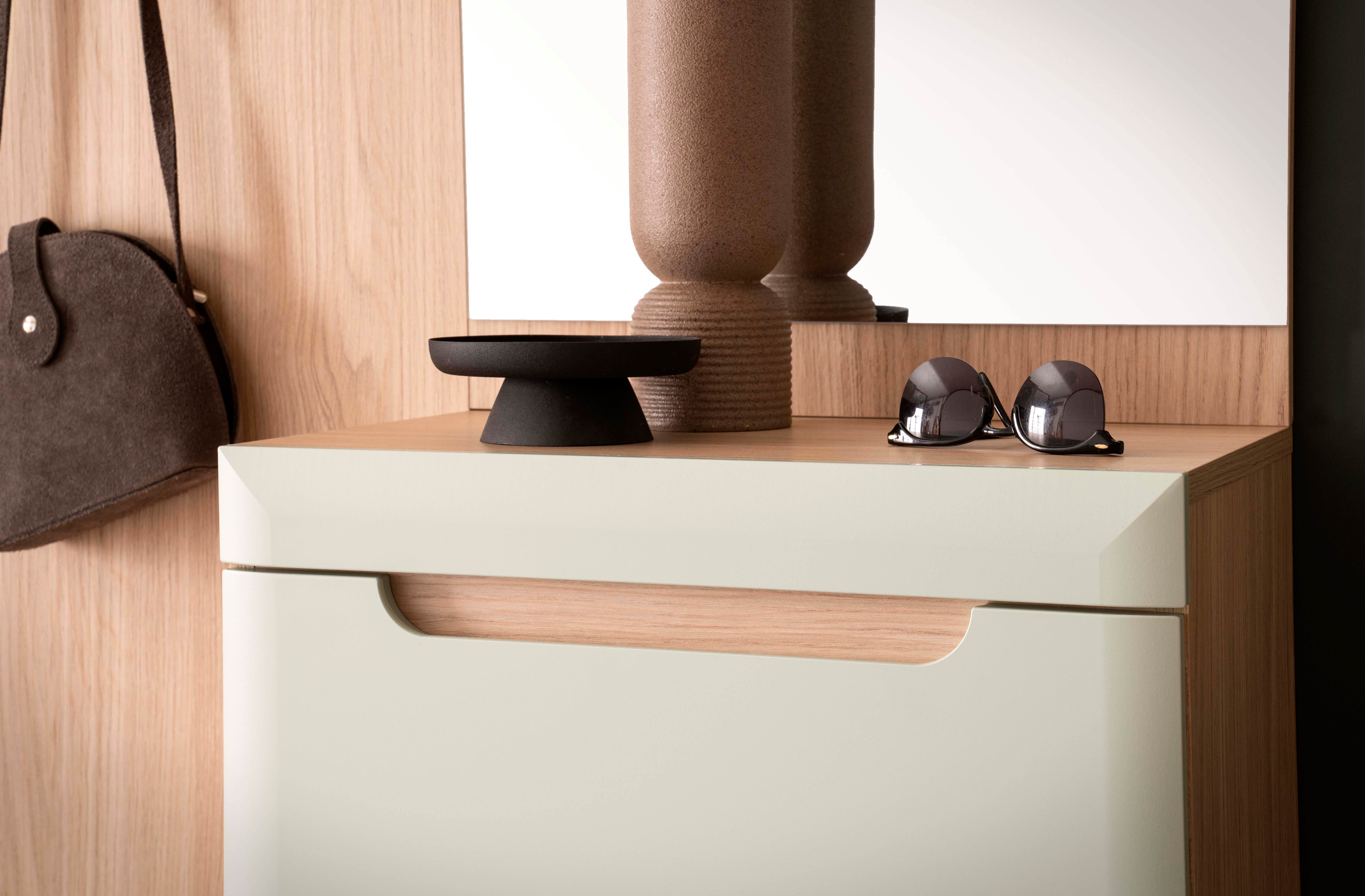 Home affaire Halmeubelset Torge, kapstok met opbergruimte, garderobekast in Scandic design bevat sideboard, garderobe met spiegel en wandplank, in twee kleuren (set, 3-delig)