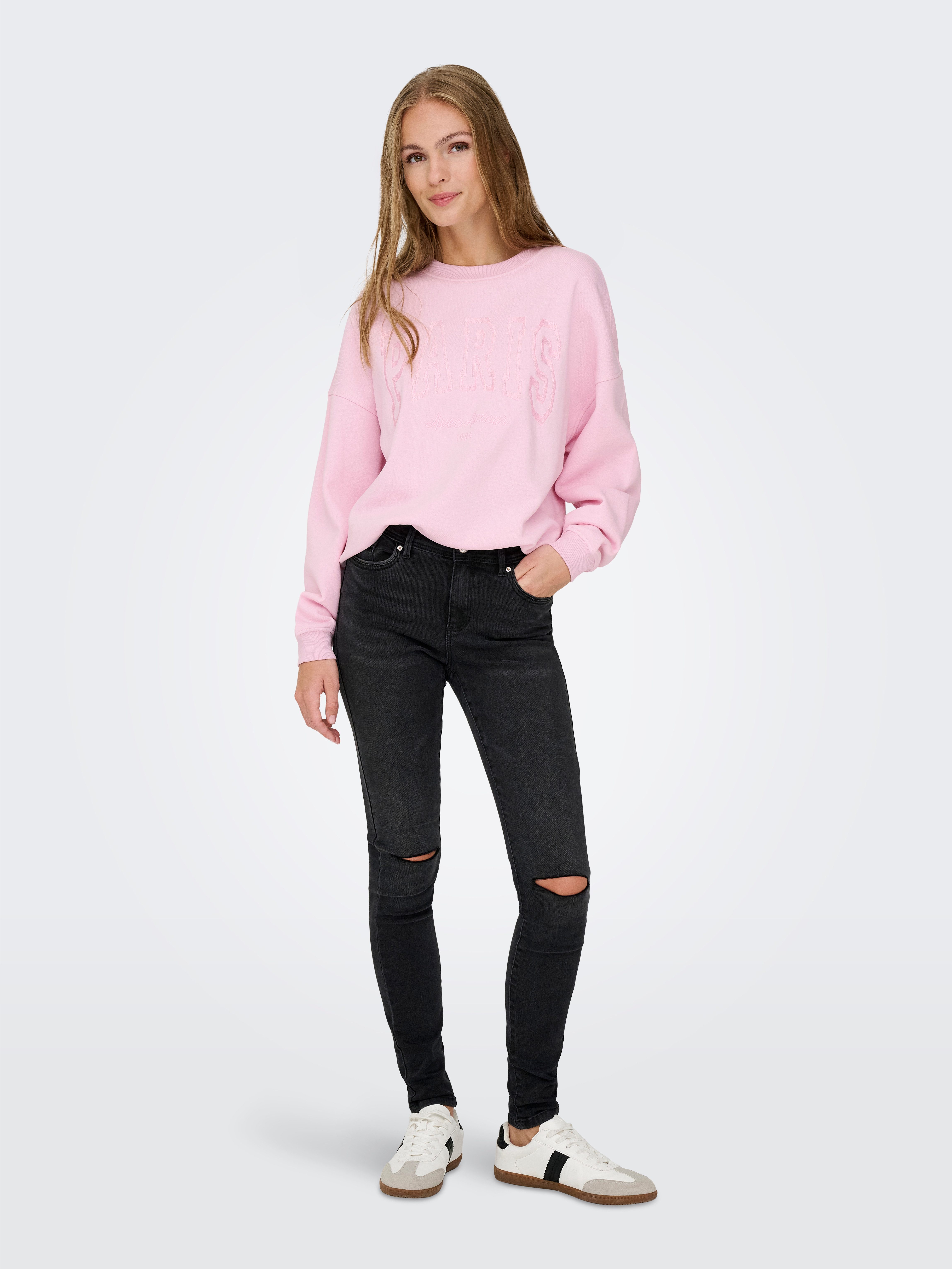 JDY Sweatshirt JDYMESA L/S O-NECK EMB SWEAT JRS NOOS