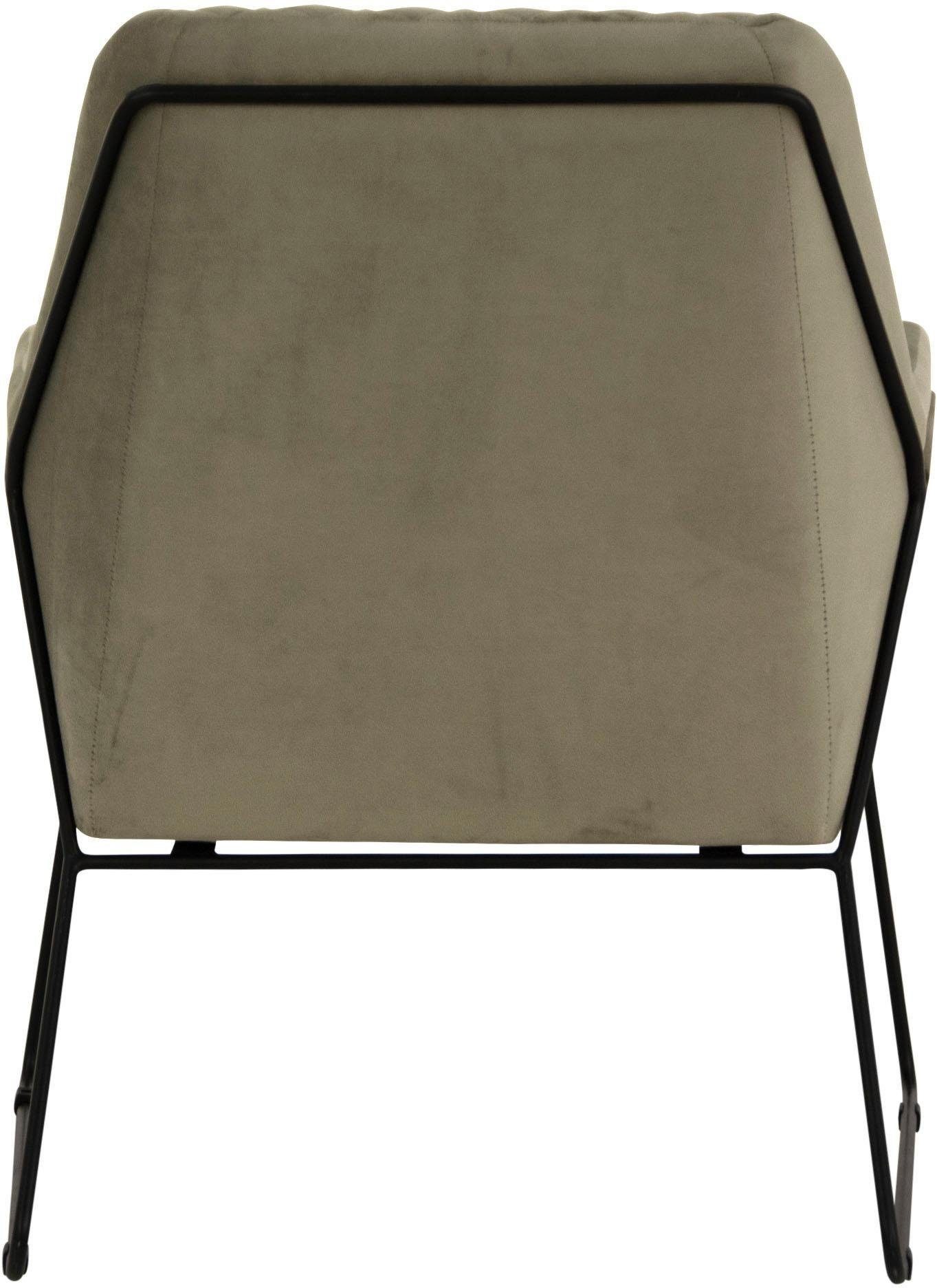 Leonique Fauteuil Olo cocktailsessel met ruit-stempeldruk in de rugleuning en beugelonderstel van metaal