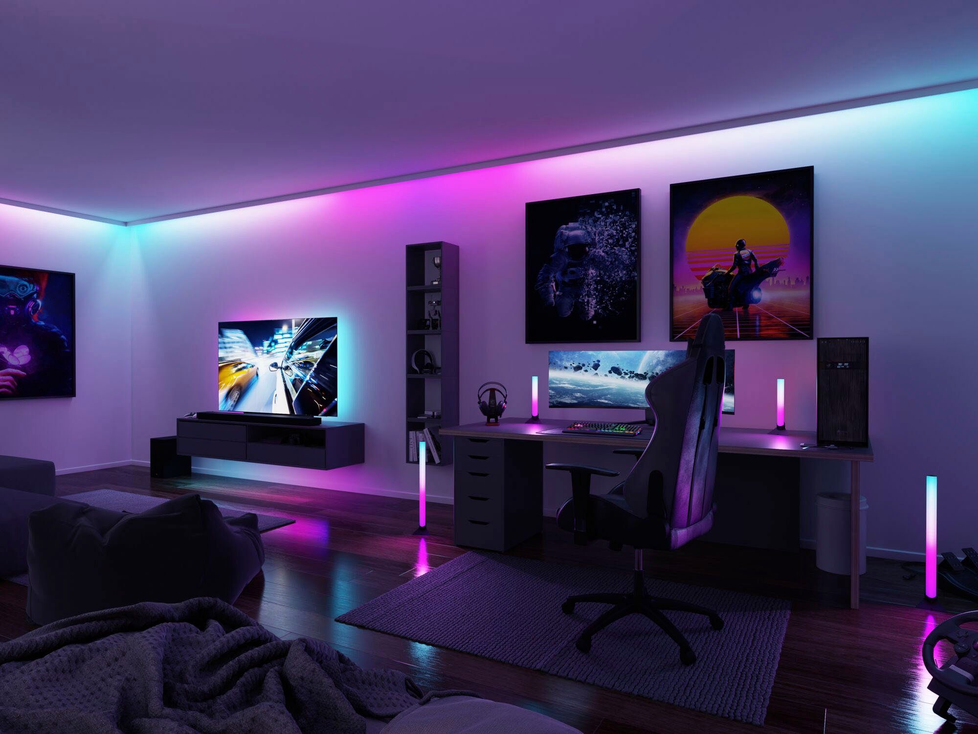 Paulmann Led-strepen USB LED Strip TV-Verlichting 65 Inch 2,4m Dynamic Rainbow RGB 4W (1 stuk)