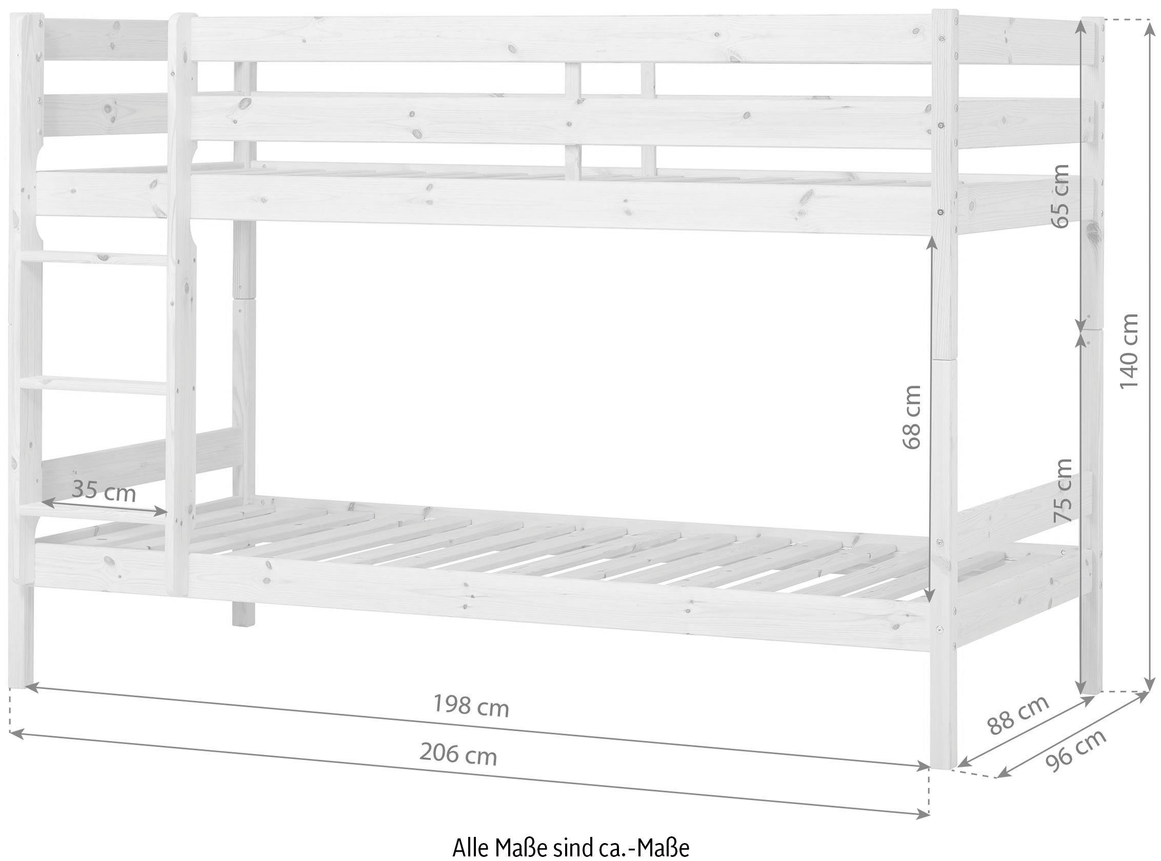 Hoppekids Stapelbed Eco comfort kinderbed 90x200 of 70x160 van massief hout in 4 kleuren