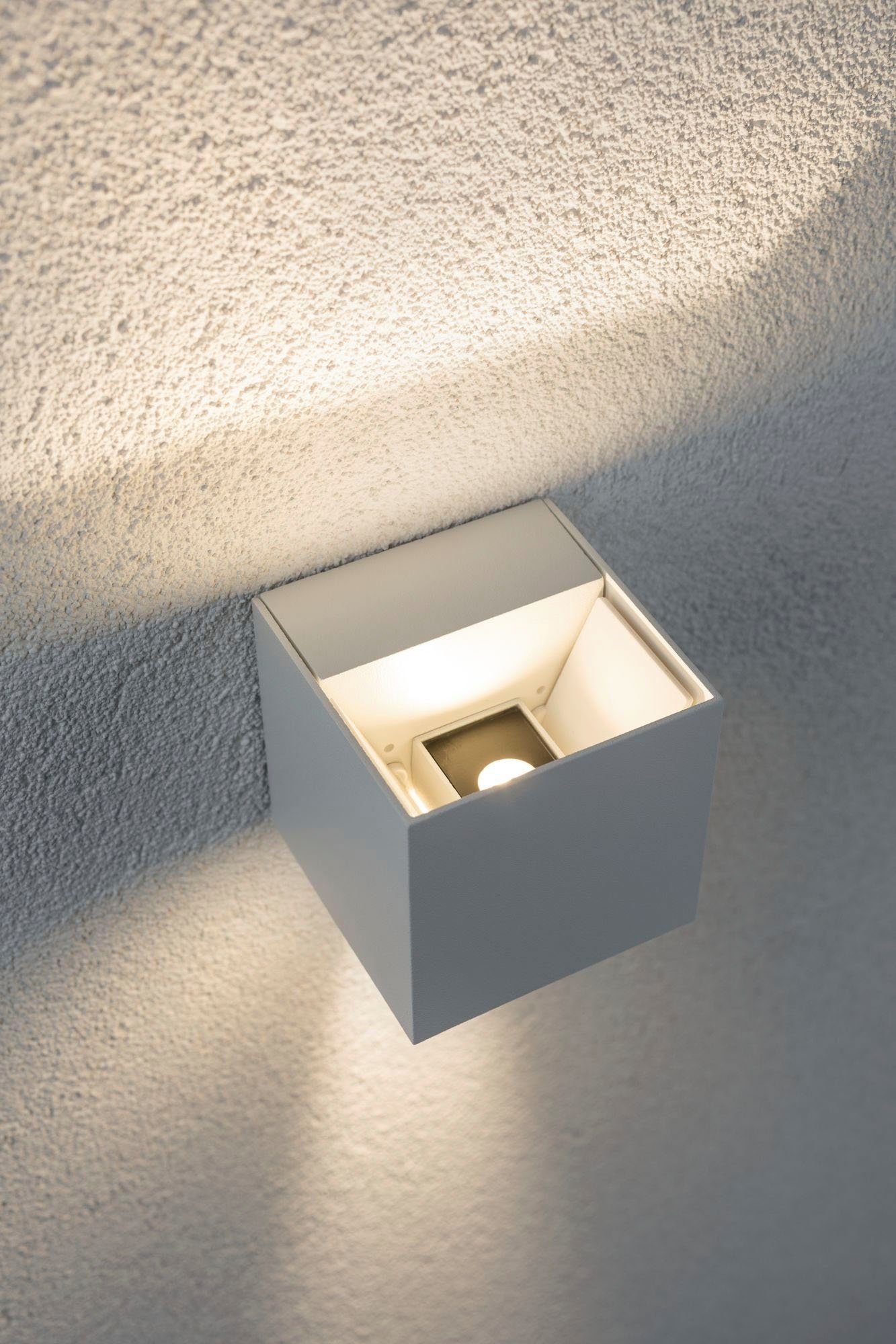 Paulmann Led-wandlamp voor buiten Buiten 230V Cybo LED 2x3,5W 230V IP65 vierkant 80x80mm Grijs Aluminium (1 stuk)