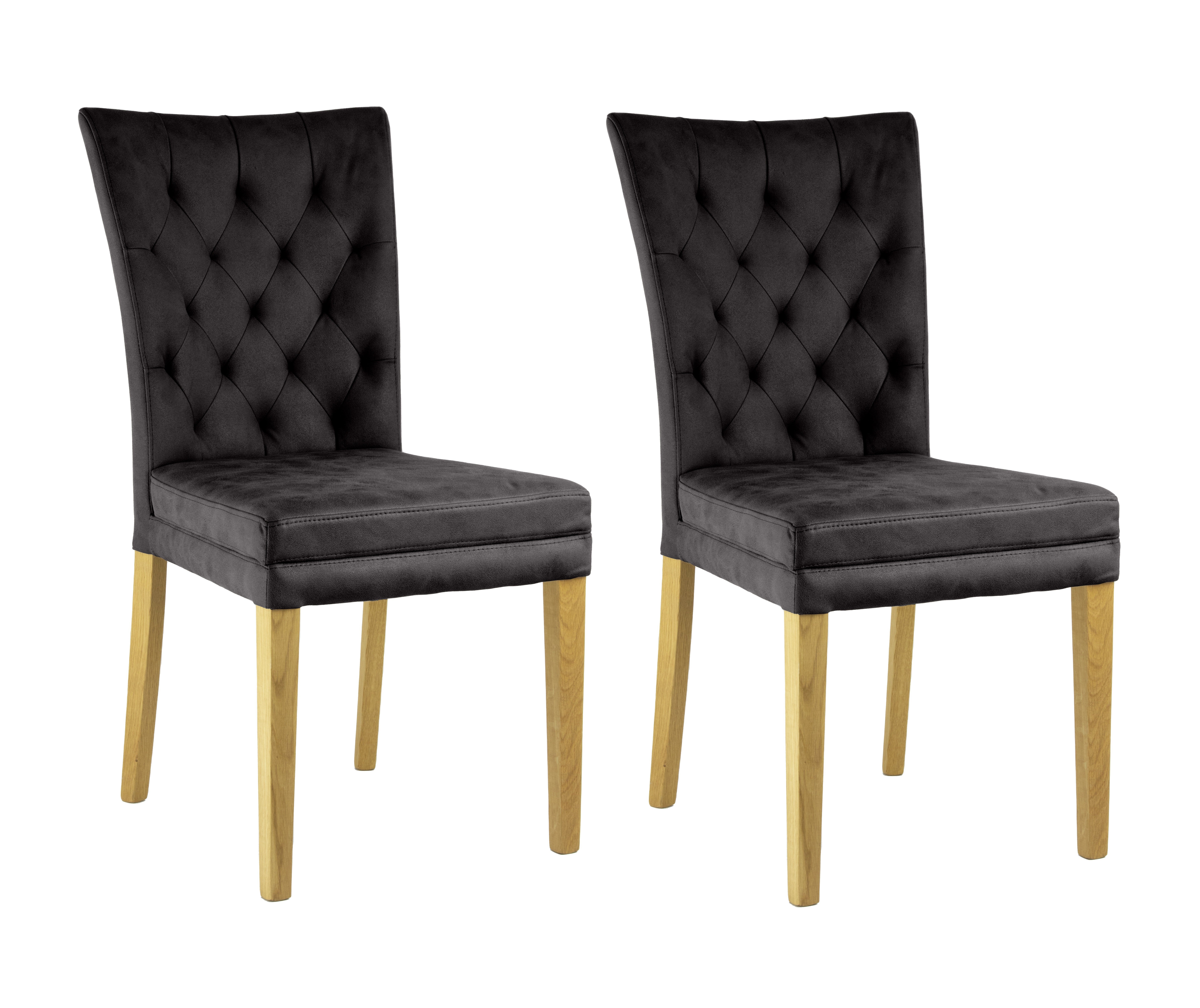 Home affaire Stoel met 4 poten Colorado prettige bekleding, frame massief hout wengé of naturel-eiken (set, 2 stuks)