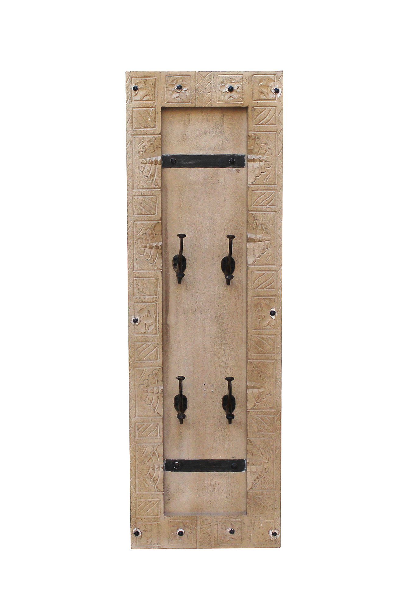 SIT Halmeubelset Front met ingewikkelde houtsnijwerk, ringgrepen & beslag van metaal (set, 6-delig)