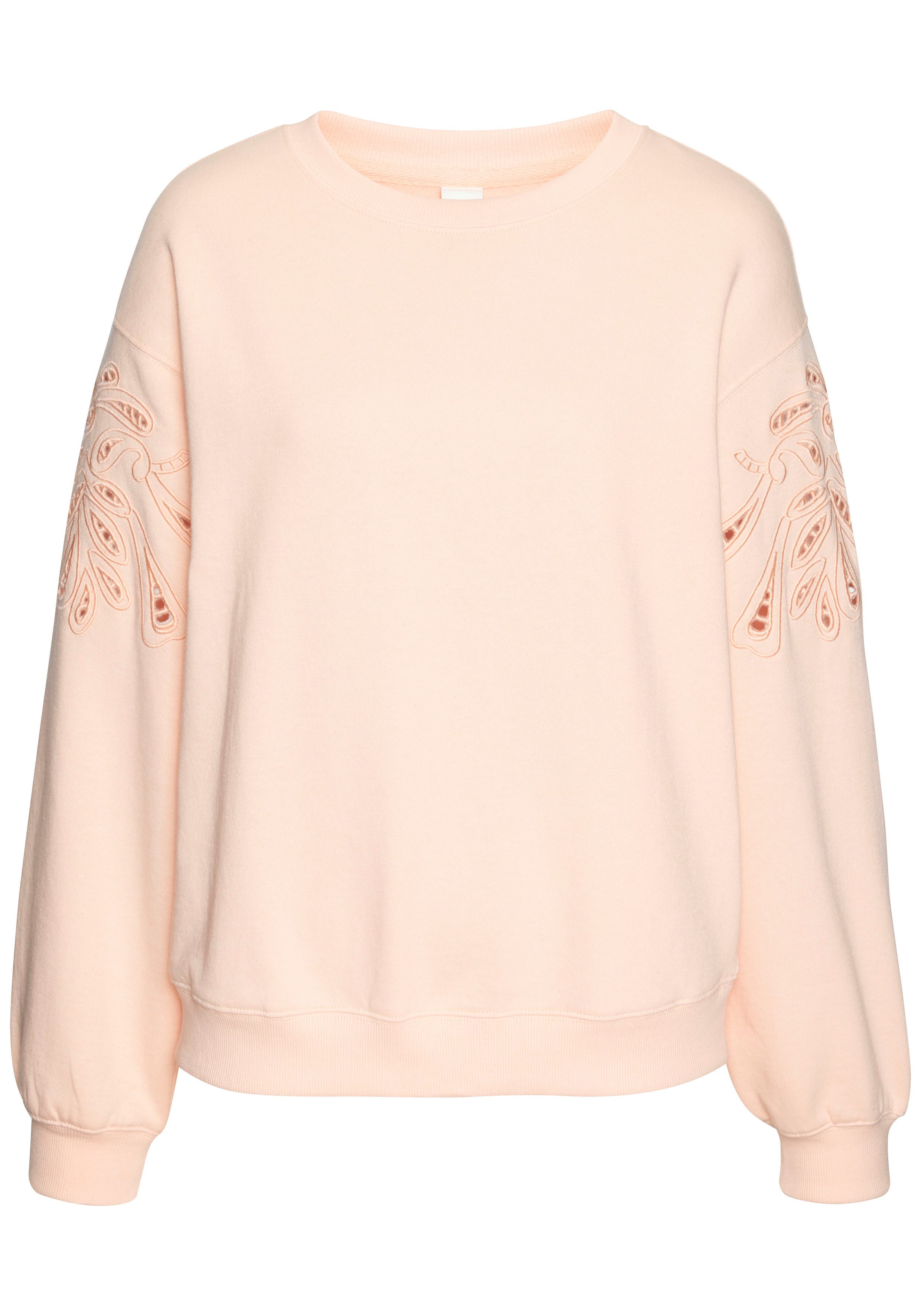 Vivance Sweatshirt met perforatieborduurwerk, zachte katoenmix