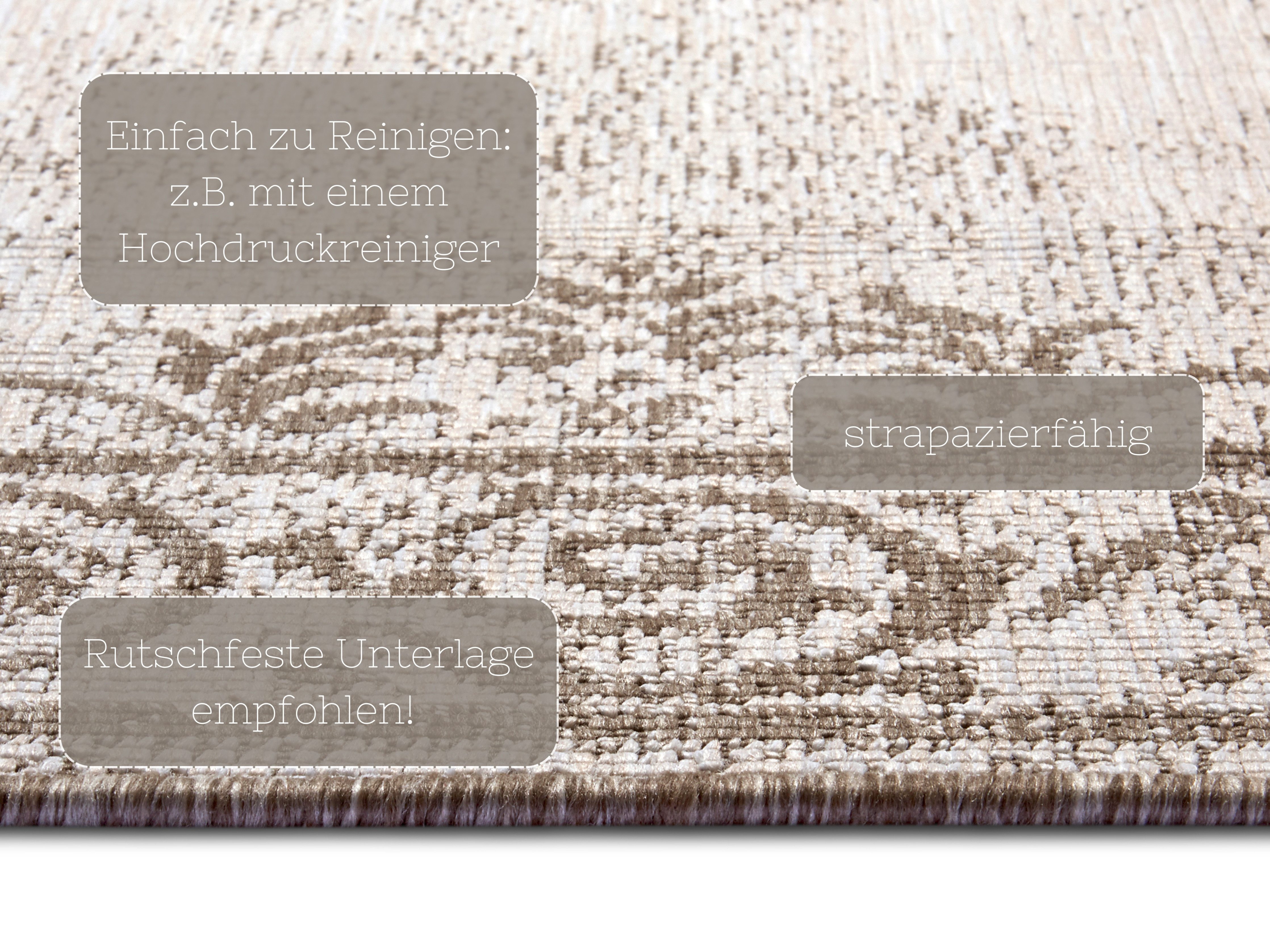 NORTHRUGS Vloerkleed CEBU tweezijdig te gebruiken kleed In- & outdoor, weerbestendig, balkon, woonkamer, waterbestendig, oriëntaals