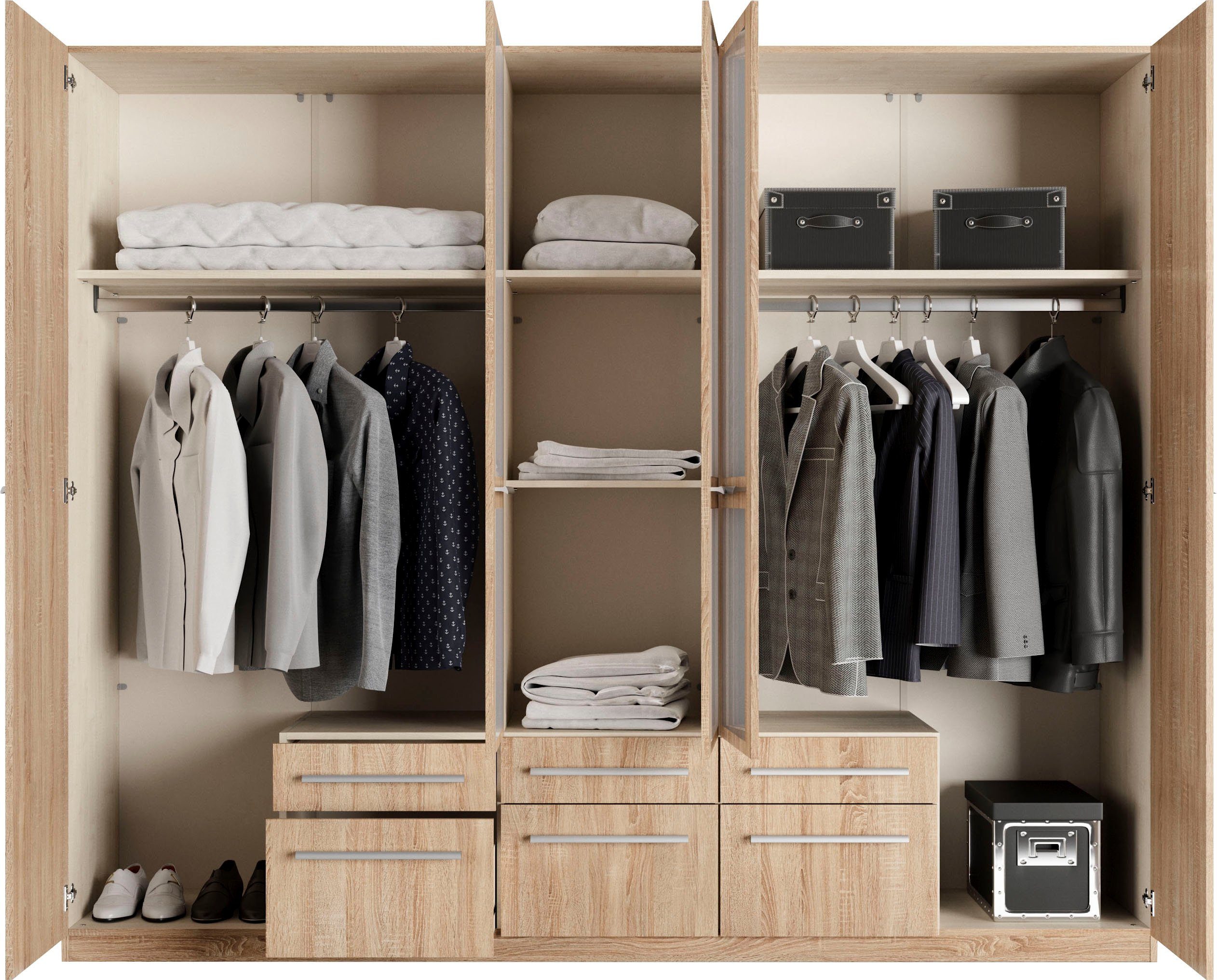 priess Kledingkast Kast garderobe waskast Barcelona in 5 breedtes veel opbergruimte, ruime lades, met spiegel, made in germany
