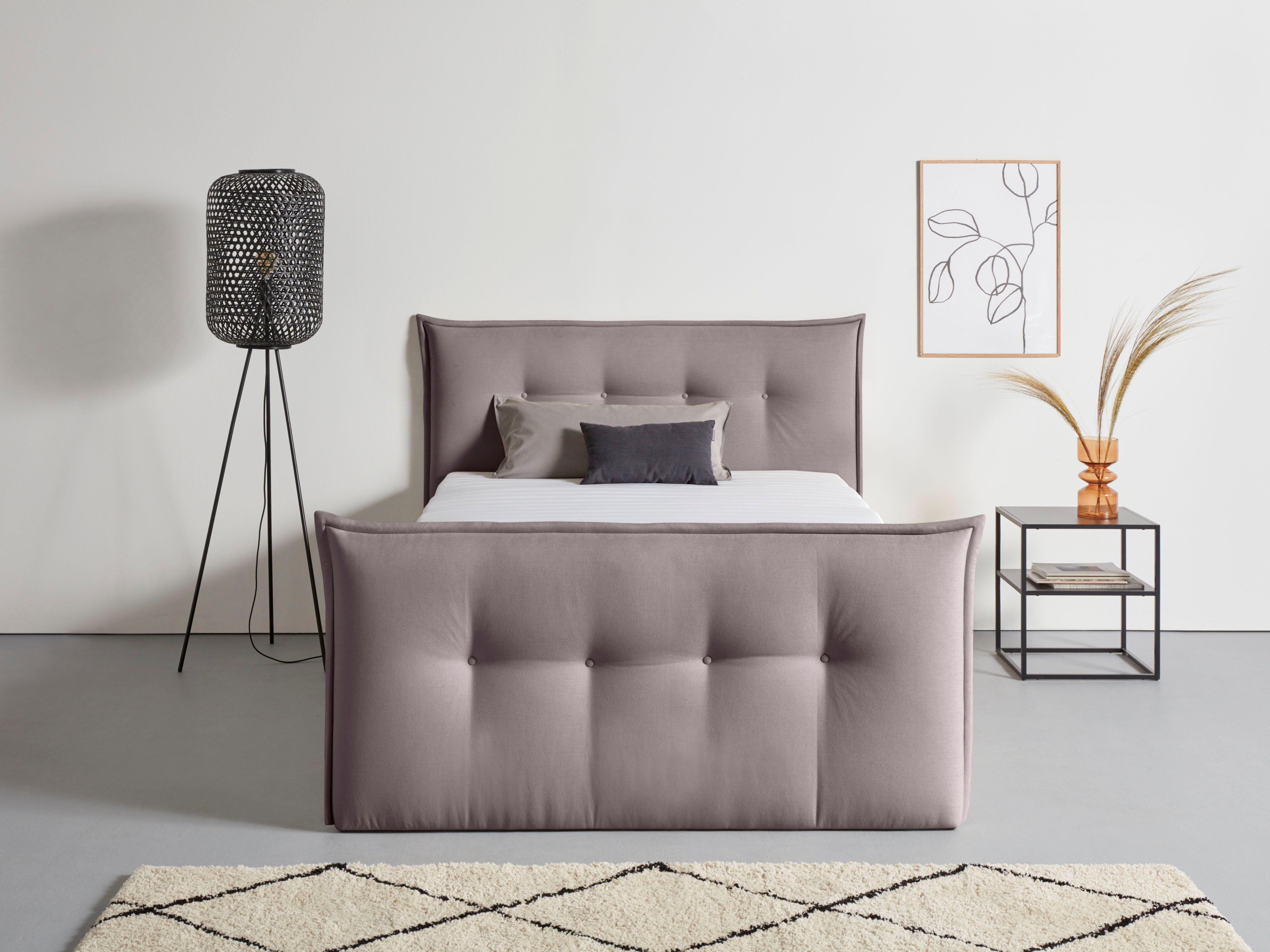 andas Boxspring Lichtgewicht inclusief voetbord, bedkist & topmatras, in 4 breedten en 2 hardheden boxsprings grijs