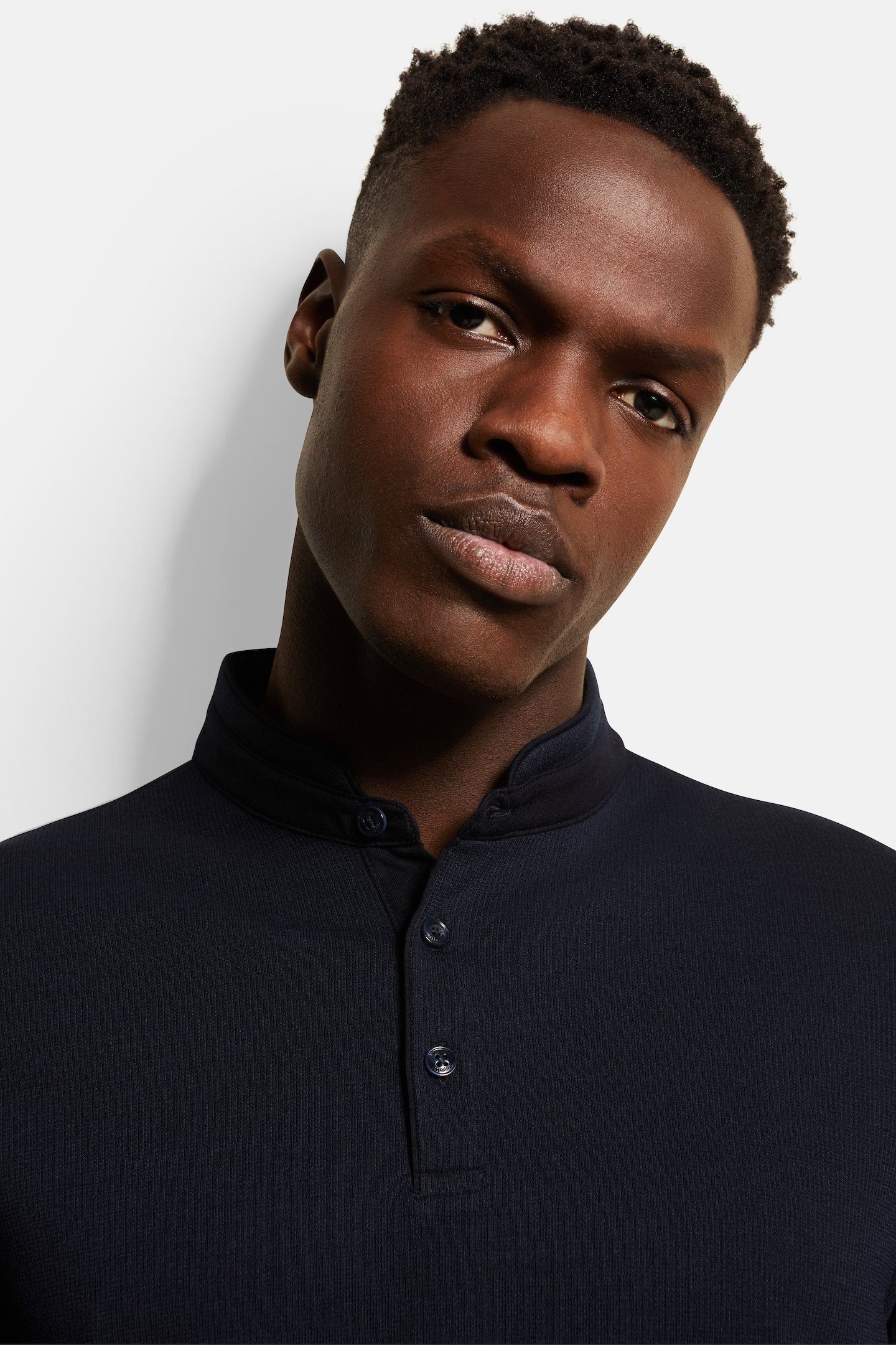 Bugatti Poloshirt met lange mouwen met opstaande kraag
