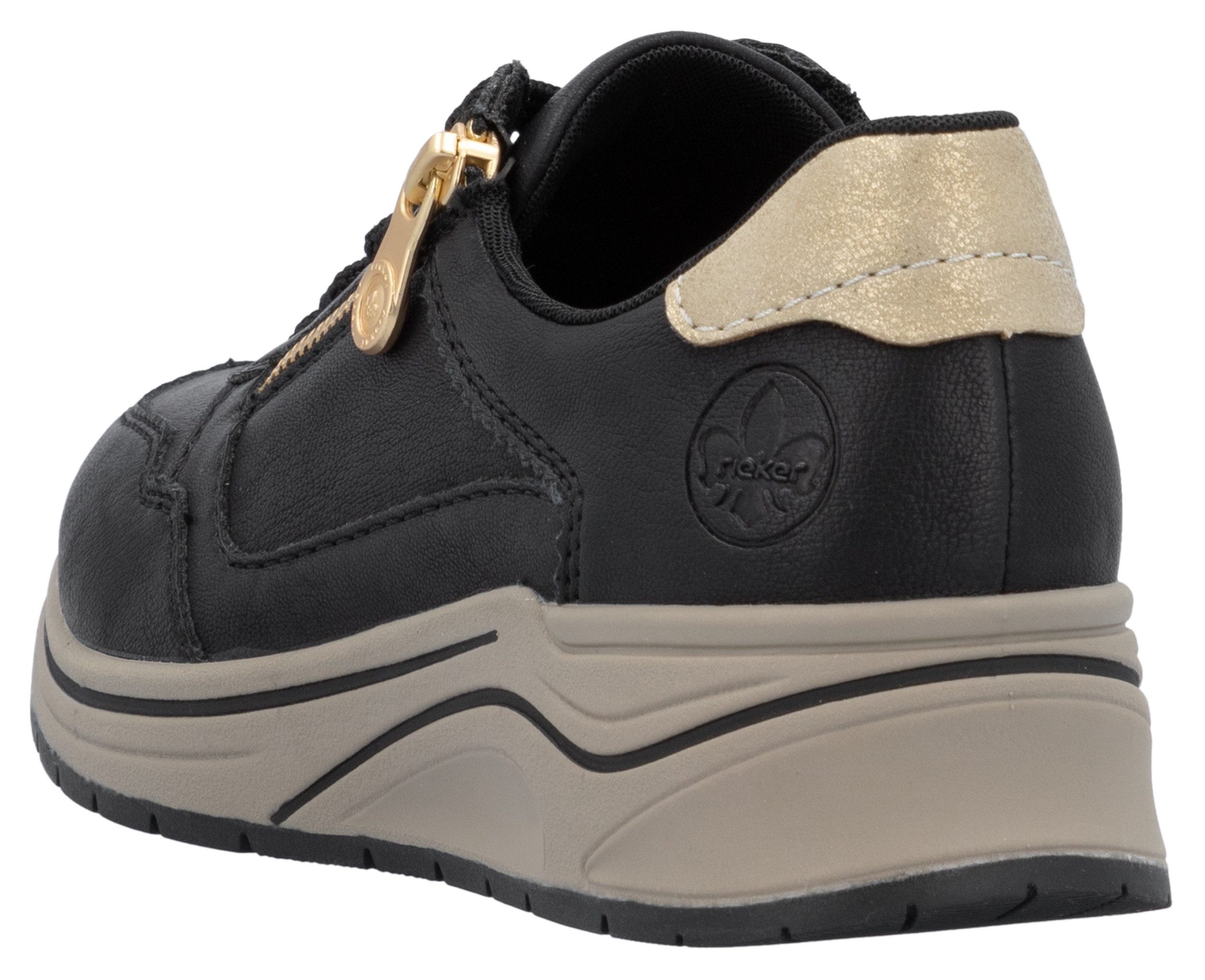 Rieker Sneakers met sleehak , lage schoen, veterschoen, vrijetijdsschoen met zachte inlegzool