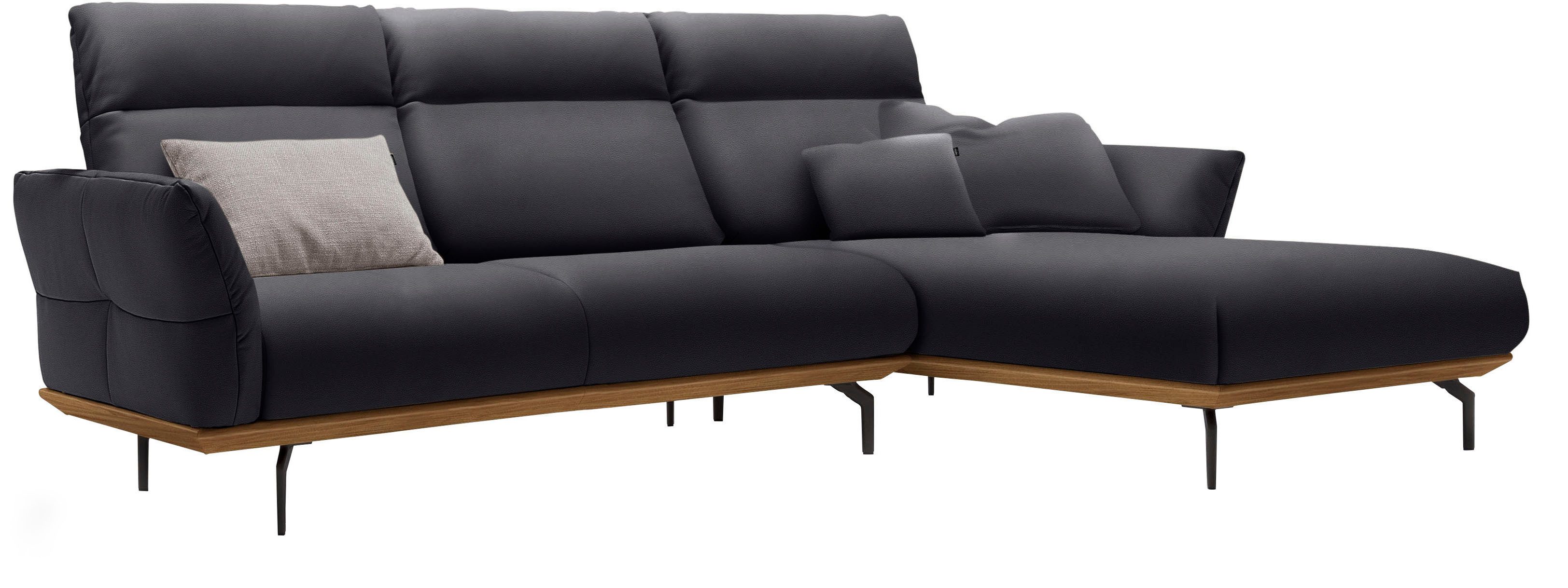 Creation BY ROLF BENZ Hoekbank CR.460 Sokkel in walnotenhout, onderstel in umbra grijs, breedte 298 cm