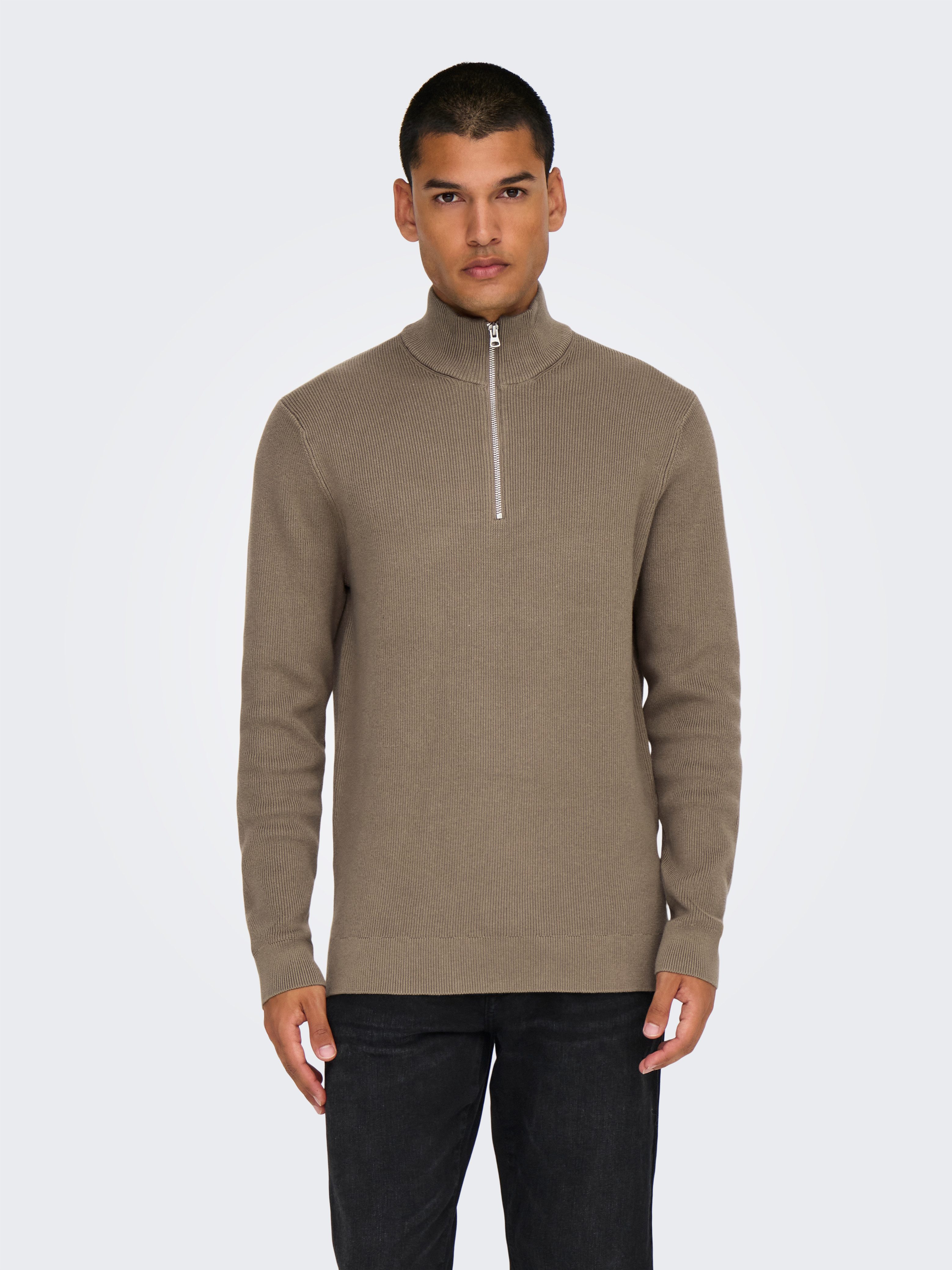 ONLY & SONS Gebreide trui ONSPHIL REG 12 STRUC HALF ZIP KNIT NOOS