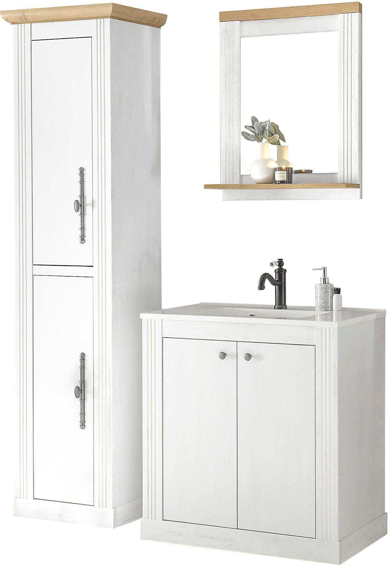 Home affaire Badkamerserie Westminster in romantische rustieke stijl, exclusief by otto (3-delig) badmeubelsets wit