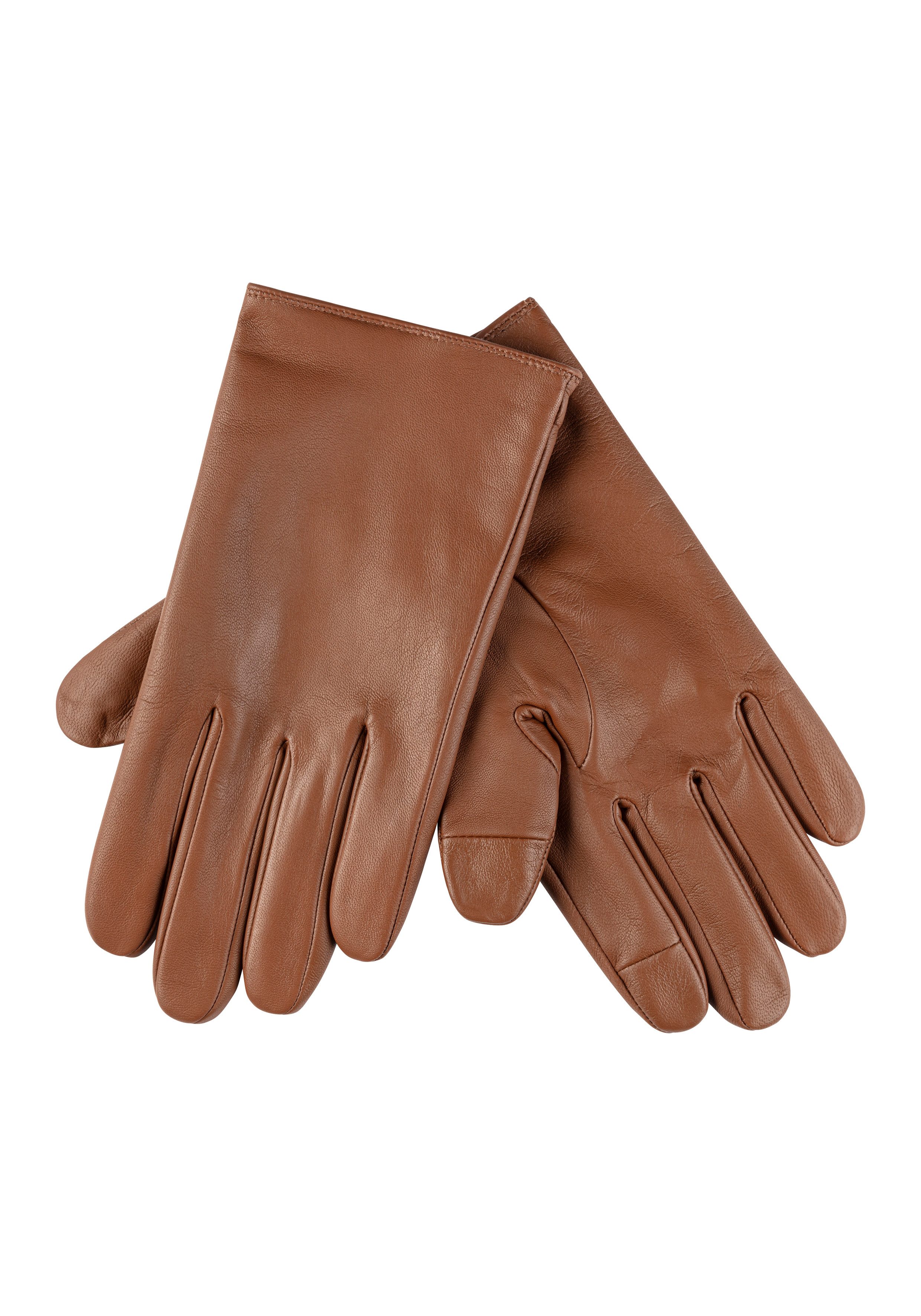 Boss Orange Leren handschoenen Glove met touch tech vingertoppen