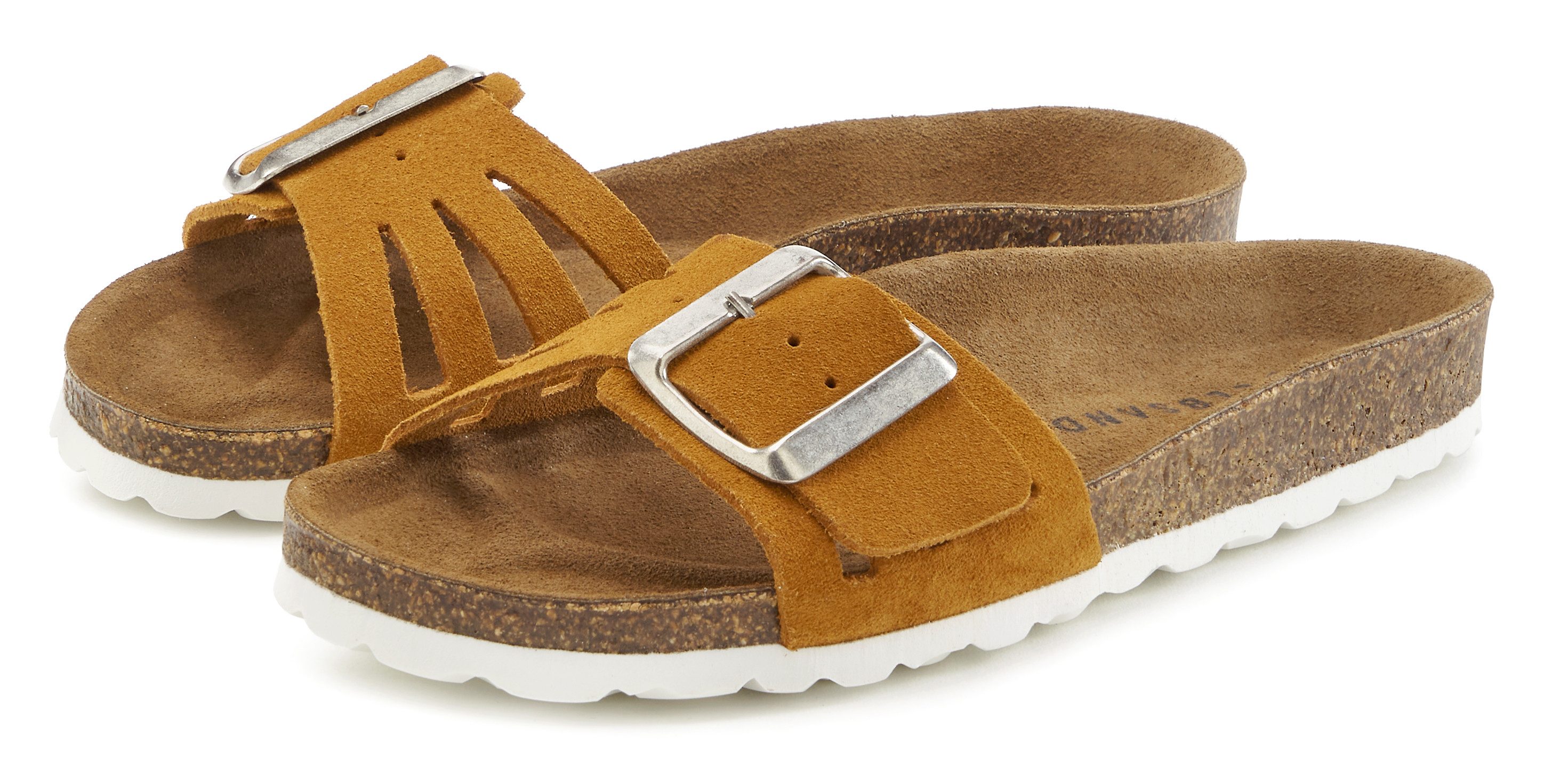 Elbsand Slippers Mule, Sandalen, open schoen van hoogwaardig leer met zacht comfortkurk voetbed dames sandaaltjes maat 39 EU bruin