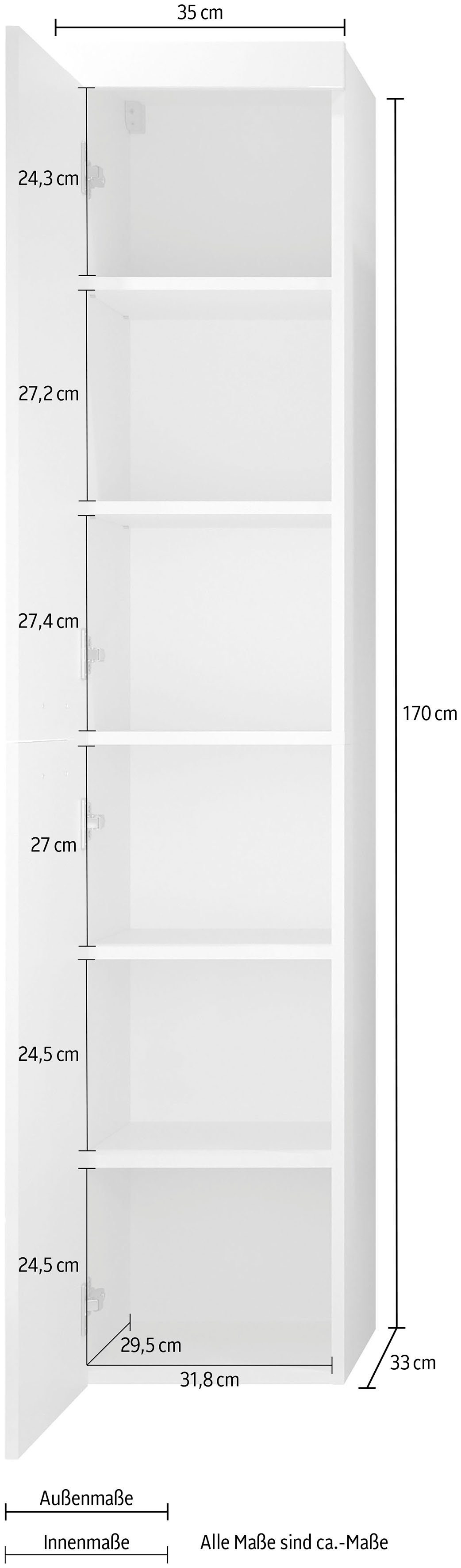 welltime Hangend kastje Dormoletto Hangende hoge kast in hoogglans wit met horizontale frezing