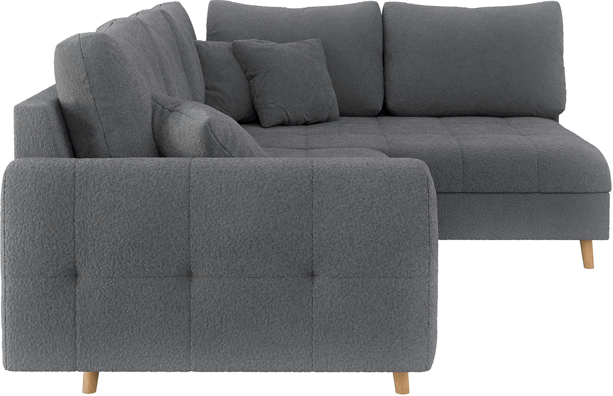 Home affaire Hoekbank CHARRE L-vorm met ottomane, afmetingen B/D/H: 231/161/81 cm fijne stiksels, losse rug- en sierkussens, ook in cord en bouclé