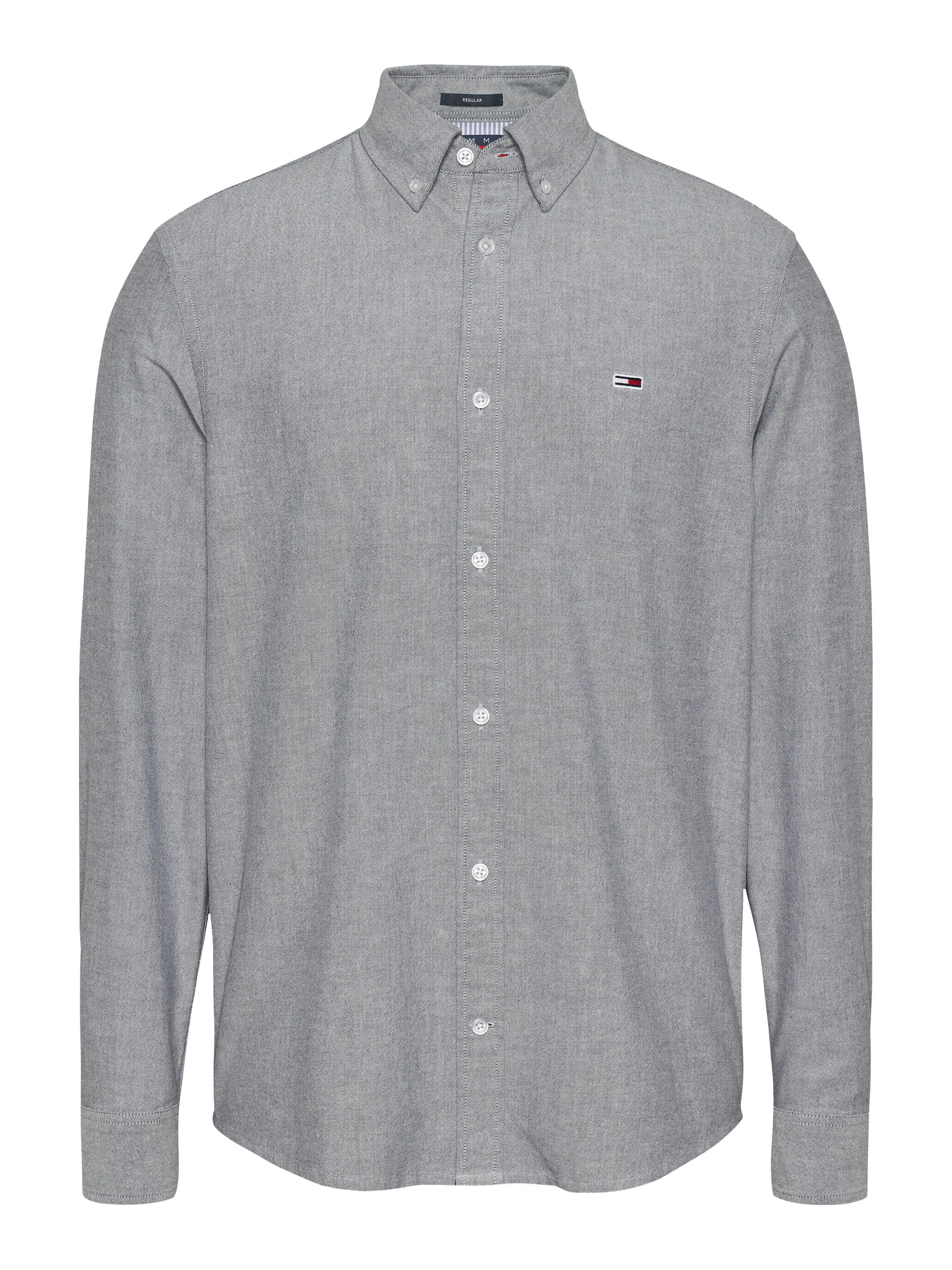 Tommy Jeans Plus Overhemd met lange mouwen TJM REG OXFORD SHIRT EXT in grote maten, logoborduring, button-down kraag