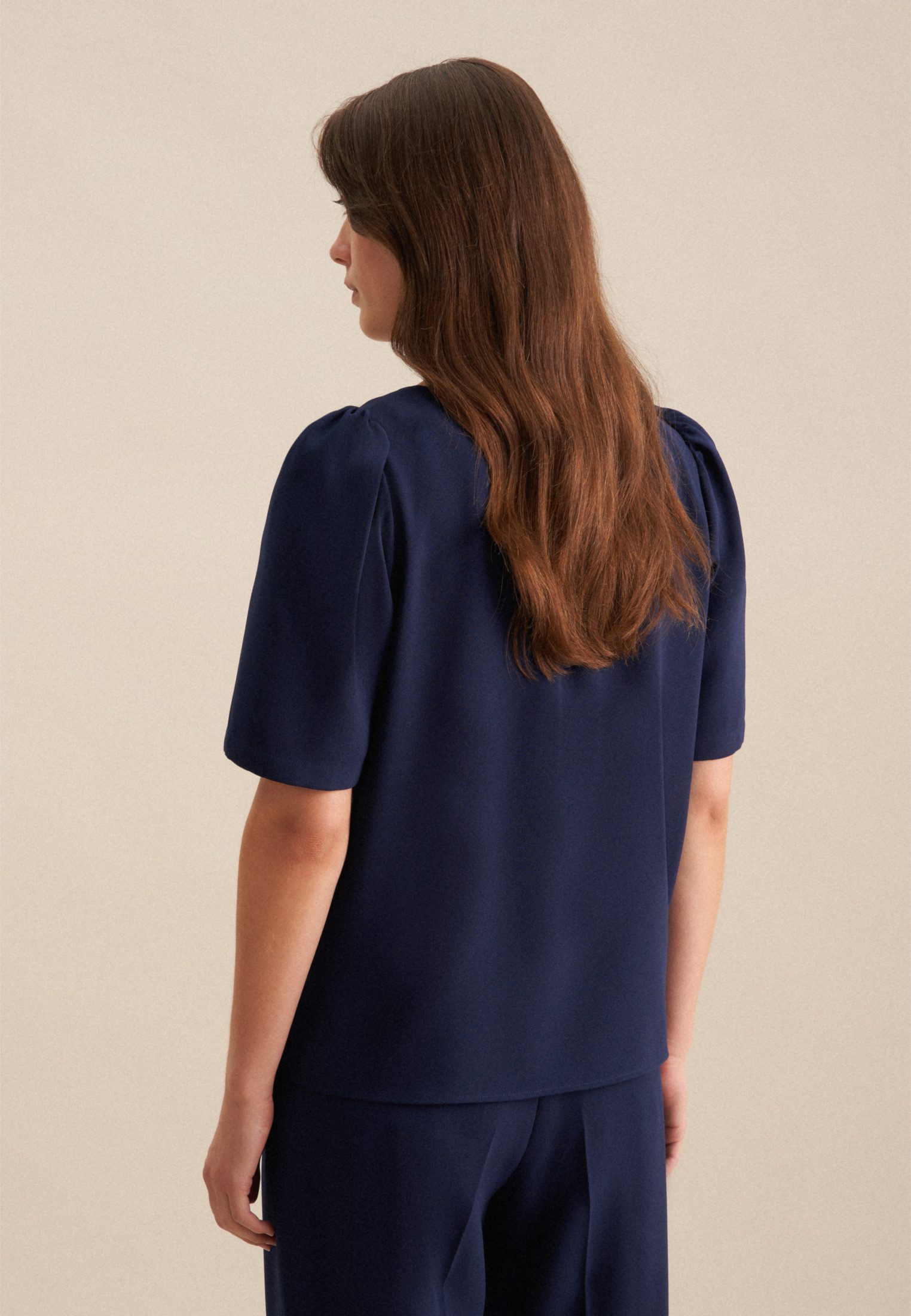 seidensticker Shirtblouse Zwarte roos Korte mouwen onderzeeër uni