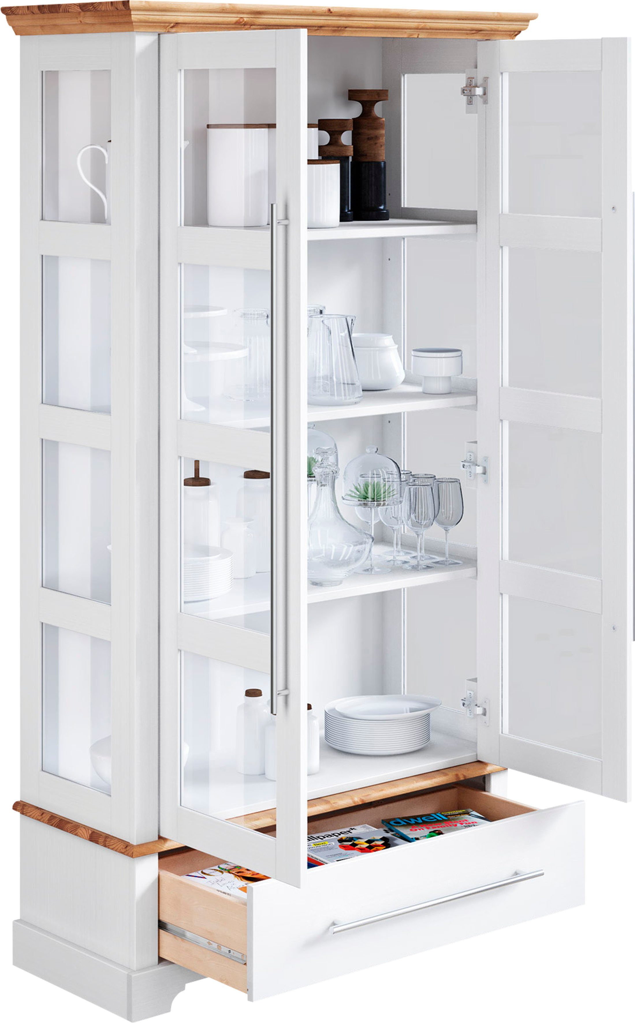 Home affaire Vitrinekast Meliss Hoogte 169 cm, breedte 94 cm, 2-deurs, massief grenen, FSC®